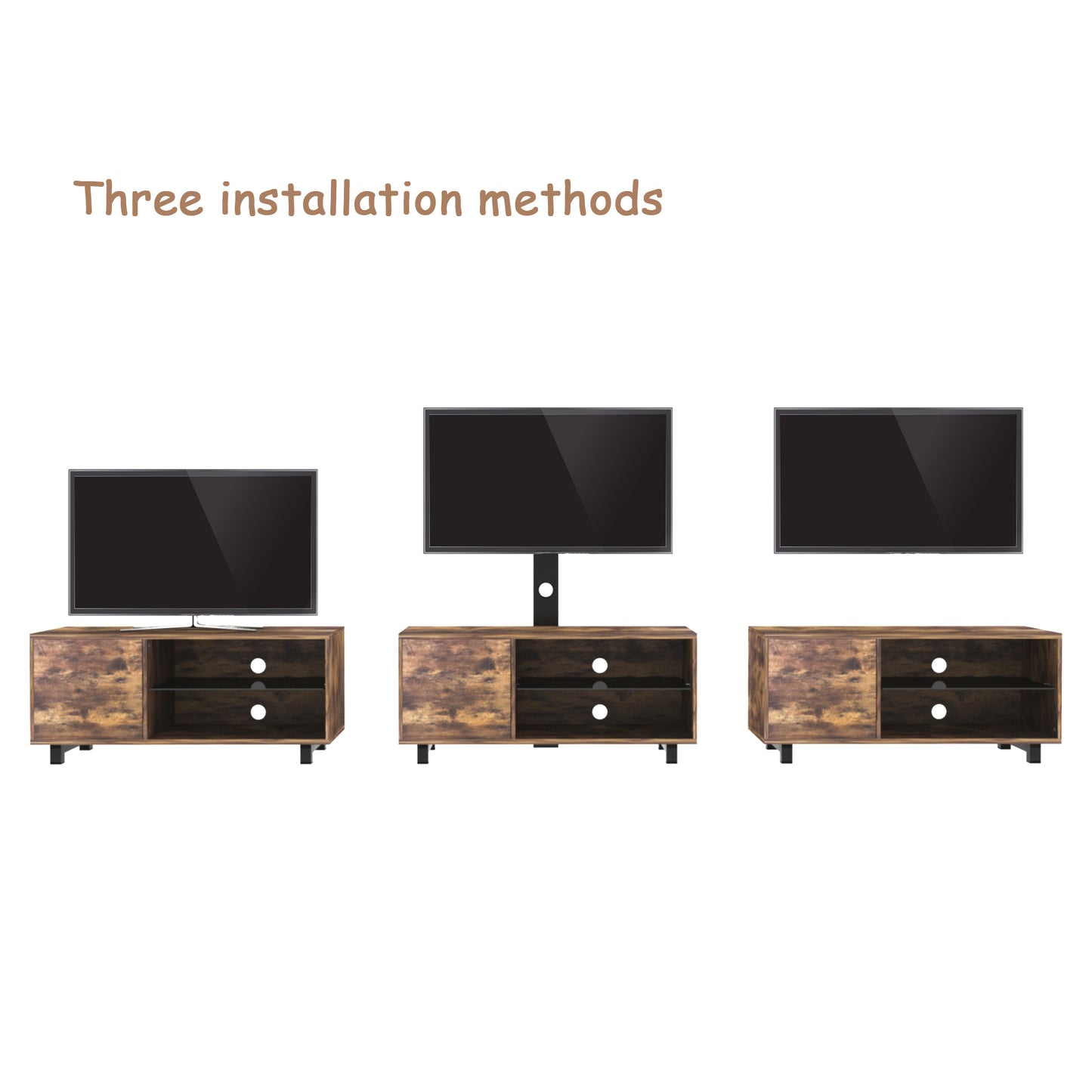 TV Console with Push-to-Open Storage Cabinet for TV up to 65in TV Stand for Living Room Bedroom