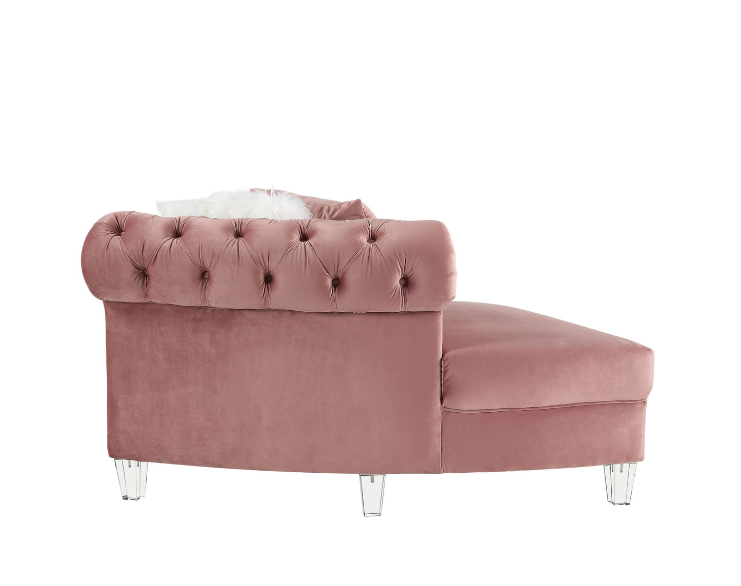 ACME Ninagold Sectional Sofa | Pink Velvet | 7 Pillows | 57360