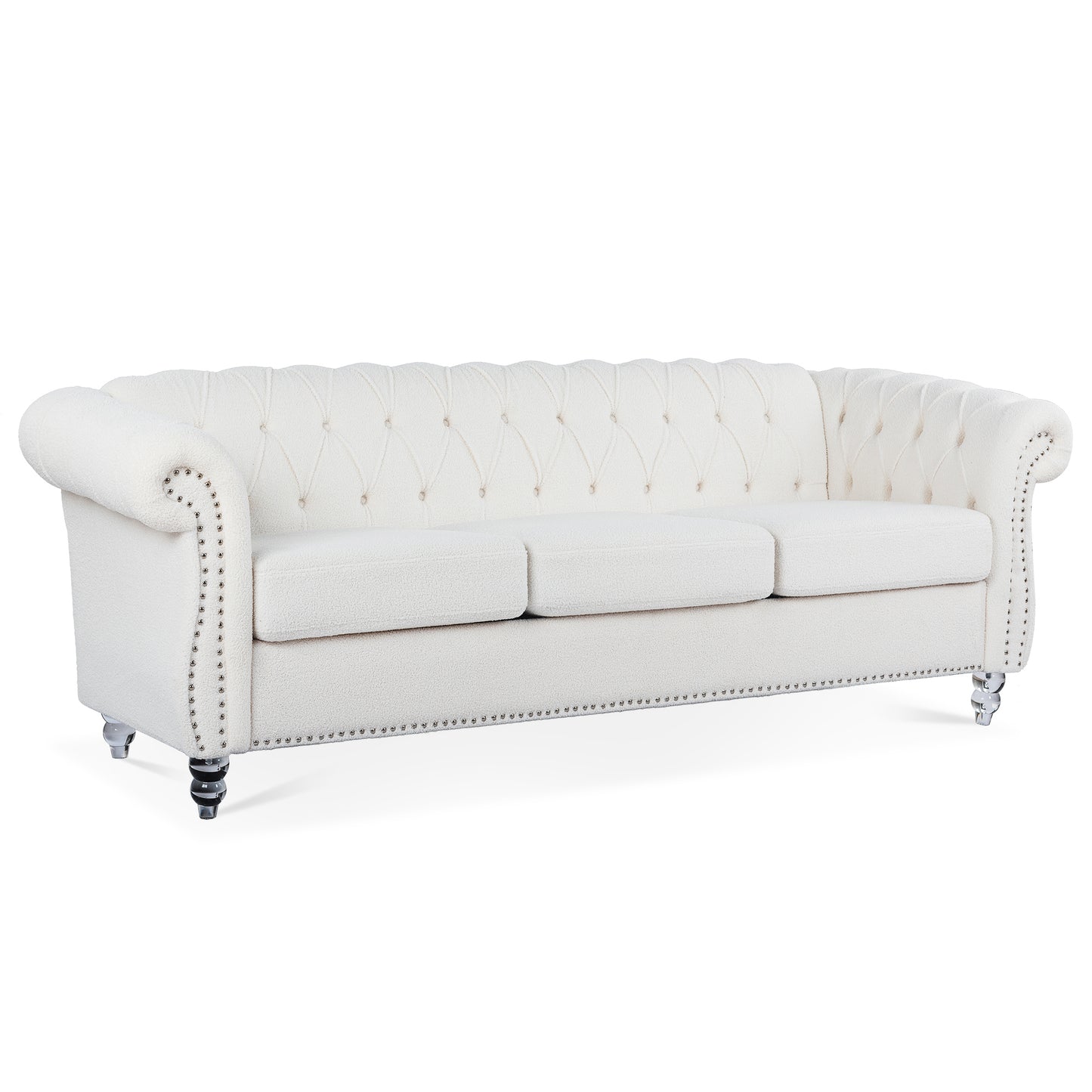 84.65" Rolled Arm Chesterfield 3 Seater Sofa - Classic Design, Plush Comfort, Multiple Color Options