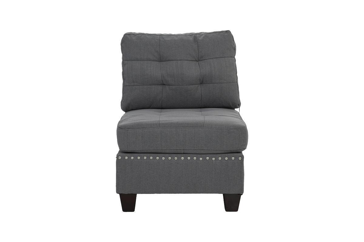 Modular Sofa Set 6pc Living Room Furniture Loveseat Couch Gray Linen Fabric 4x Corner Wedge 1x Armless Chair 1x Ottoman