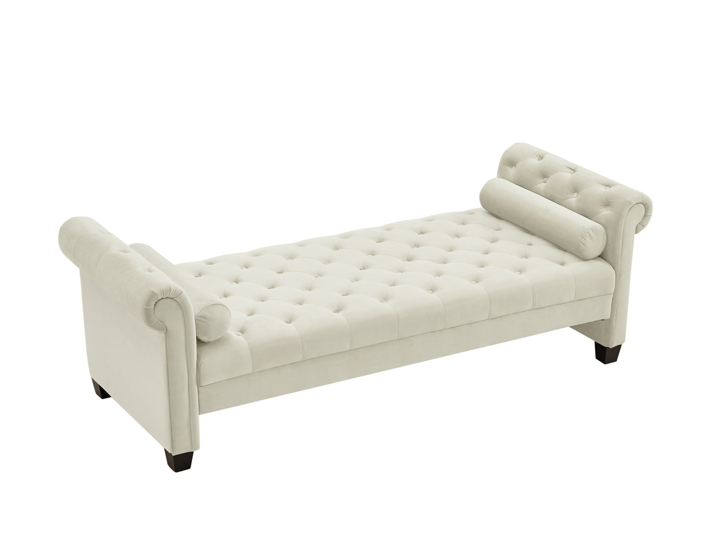 2038 Ivory Rectangular Large Sofa Stool - Luxurious and Spacious Seating with a Touch of Elegance