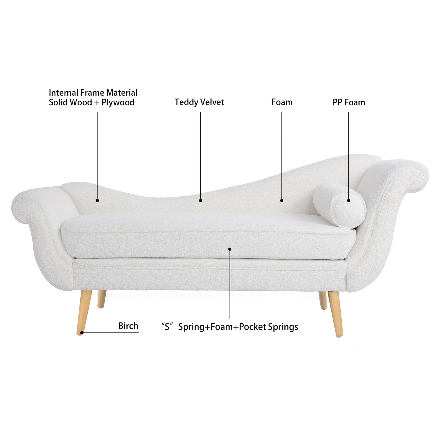 Chaise Lounge with Scroll Arms - Elegant and Comfortable Furniture Piece in Various Sizes and Colors