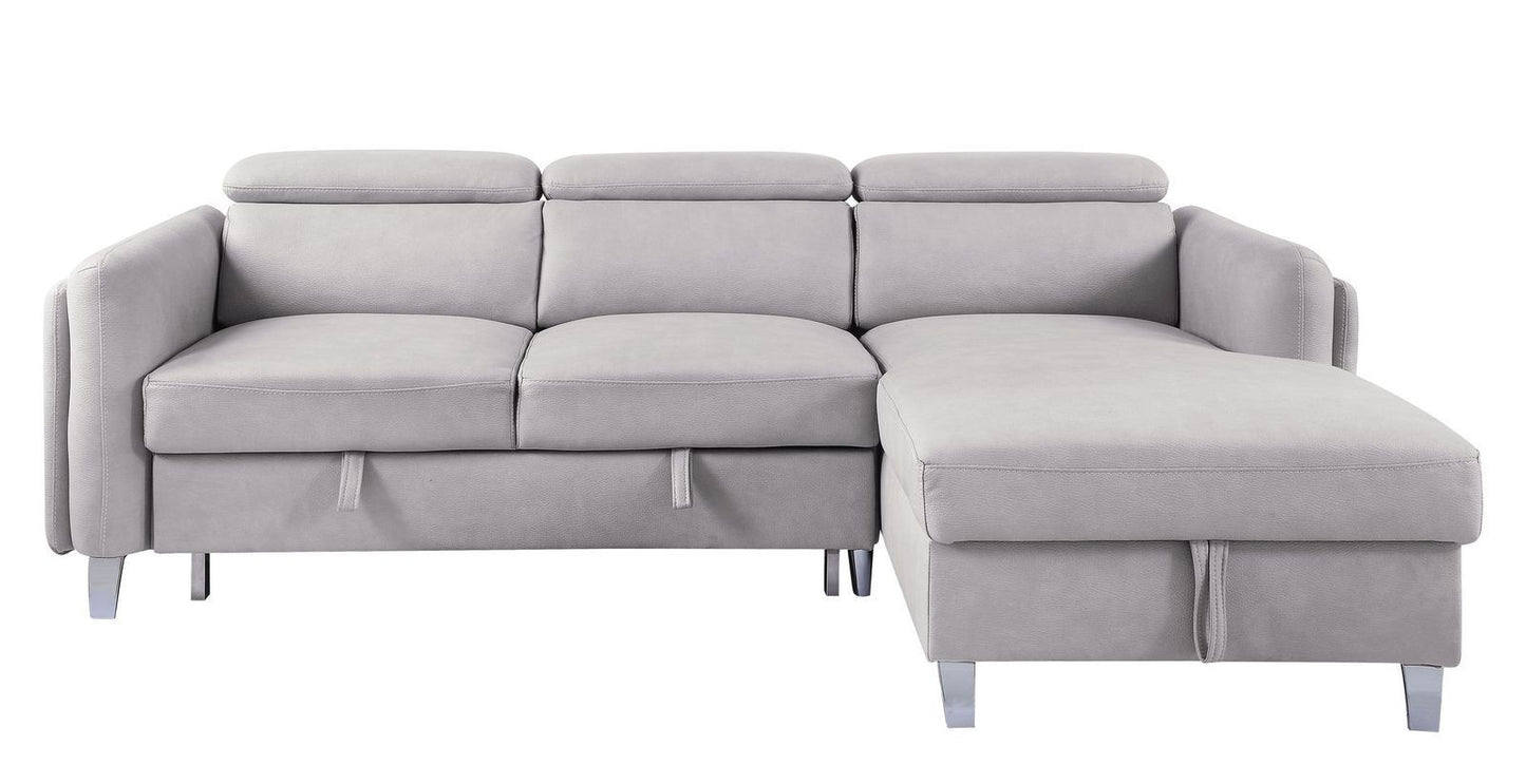 Reyes Sectional Sofa with Sleeper in Beige Nubuck - Luxurious and Versatile Seating for Your Living Space