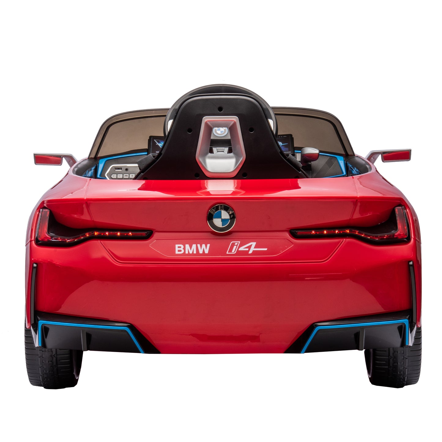 Licensed BMW I4 12V Kids Ride-On Car: Remote Control, 3 Speeds, Power Display, USB, MP3, Bluetooth, LED Lights, Safety Belt, Story