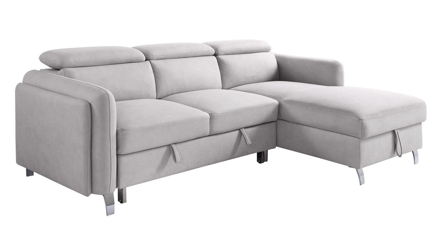 Reyes Sectional Sofa with Sleeper in Beige Nubuck - Luxurious and Versatile Seating for Your Living Space