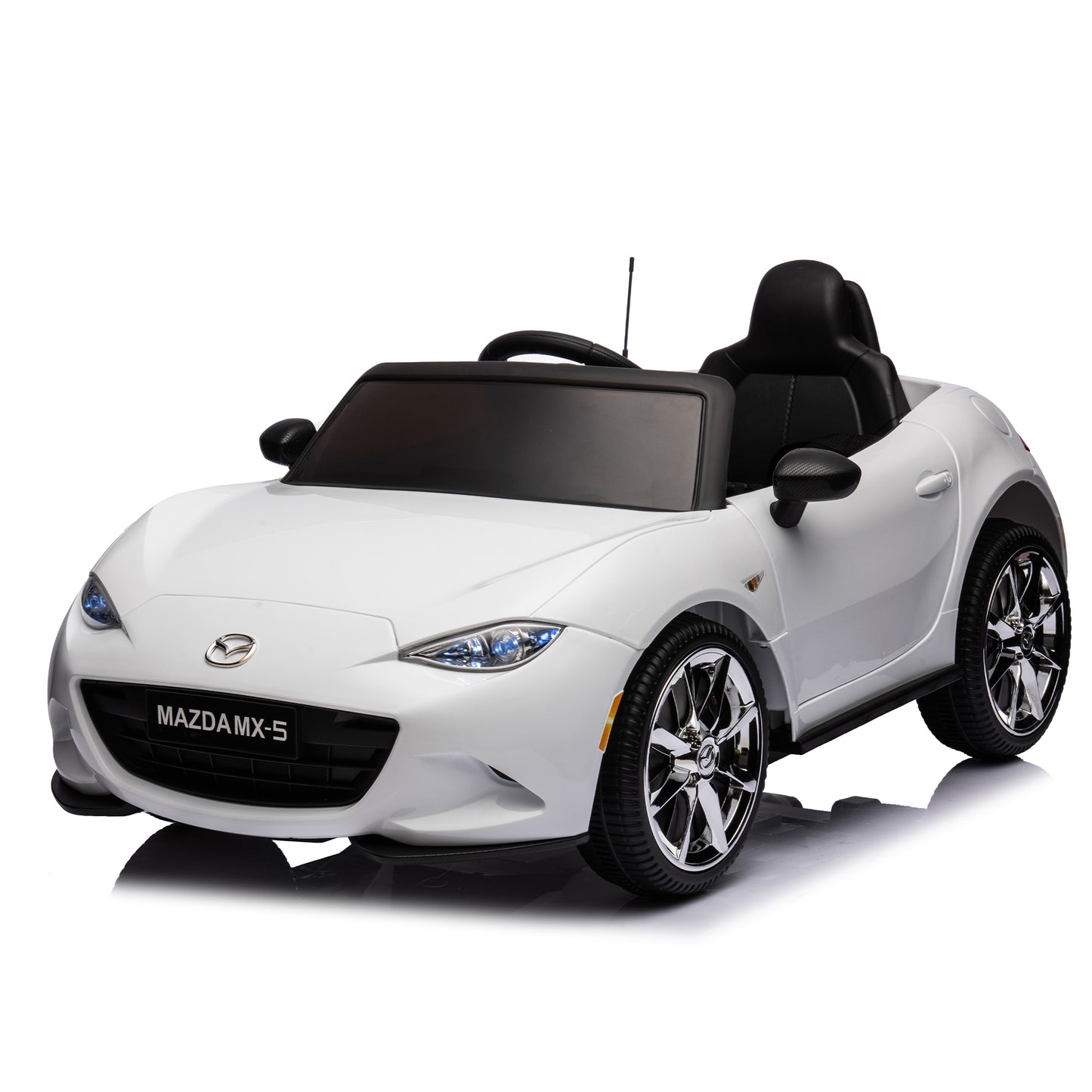 Licensed MAZDA MX-5 RF, 12V Kids Ride On Car - 2.4G Remote Control, Electric Car for Kids - 3 Speeds, Power Display, USB, MP3, Bluetooth - LED Light, Safety Belt - Blue/Red