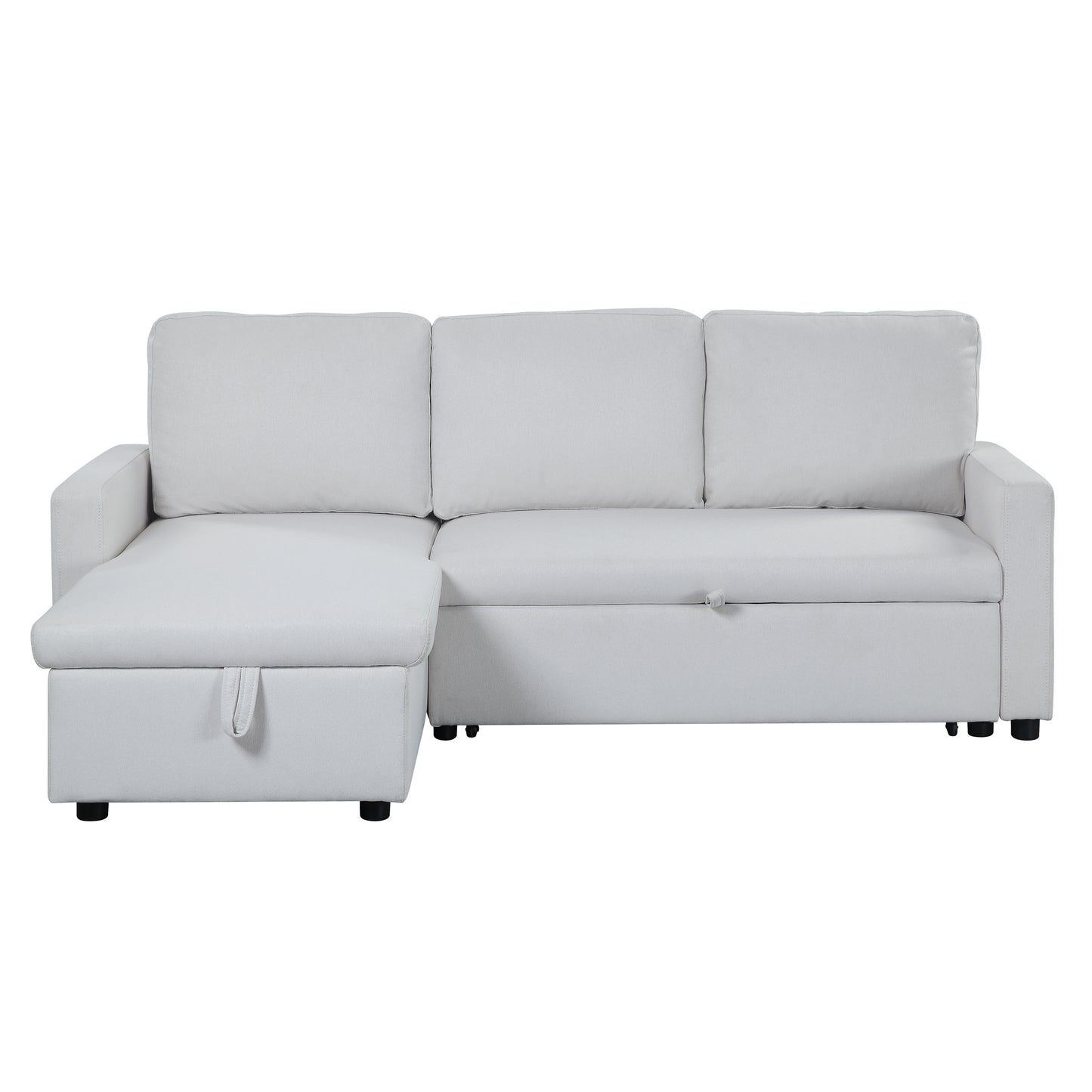 ACME Sleeper Sectional Sofa w/Storage, White Fabric - Comfortable & Stylish LV00971