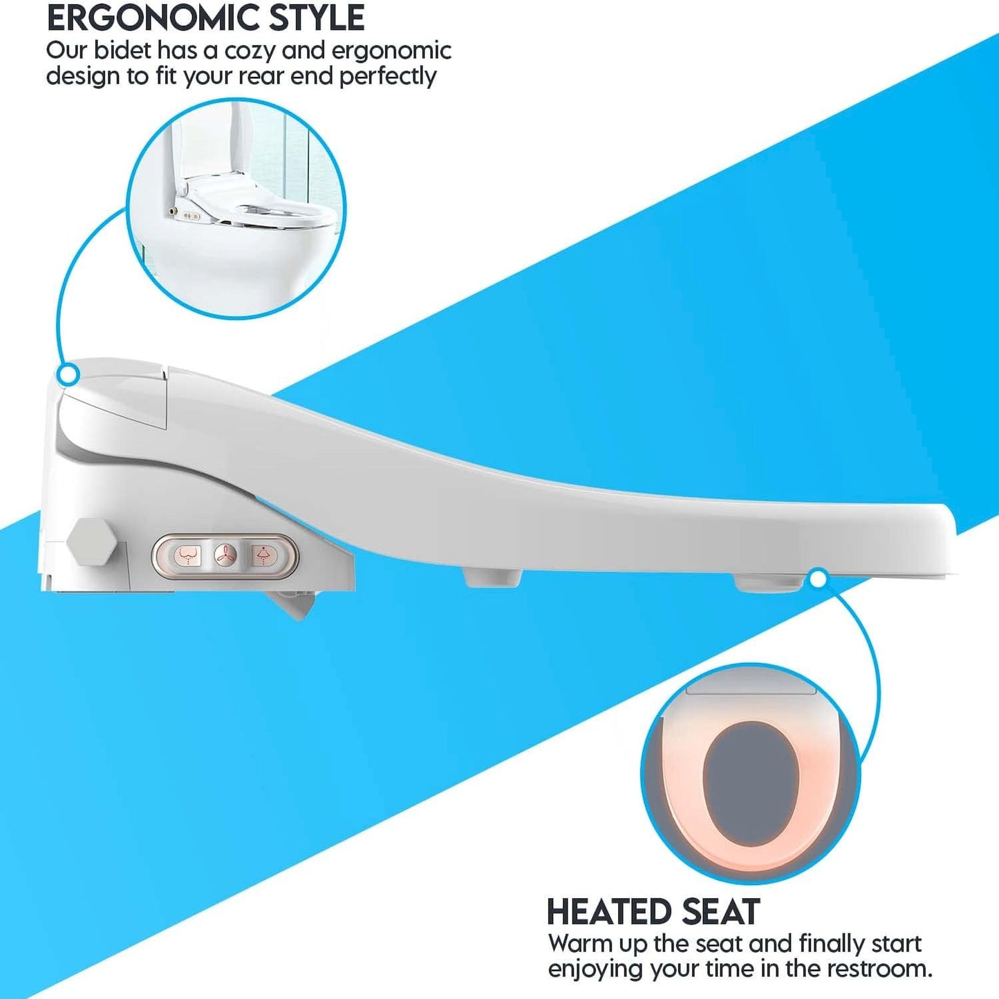 JEP Electric Bidet Toilet Seat for Elongated Toilets & Round Toilets | Premium Bidets for Existing Toilets with Warm Water, Heated Seat, and a Remote Control
