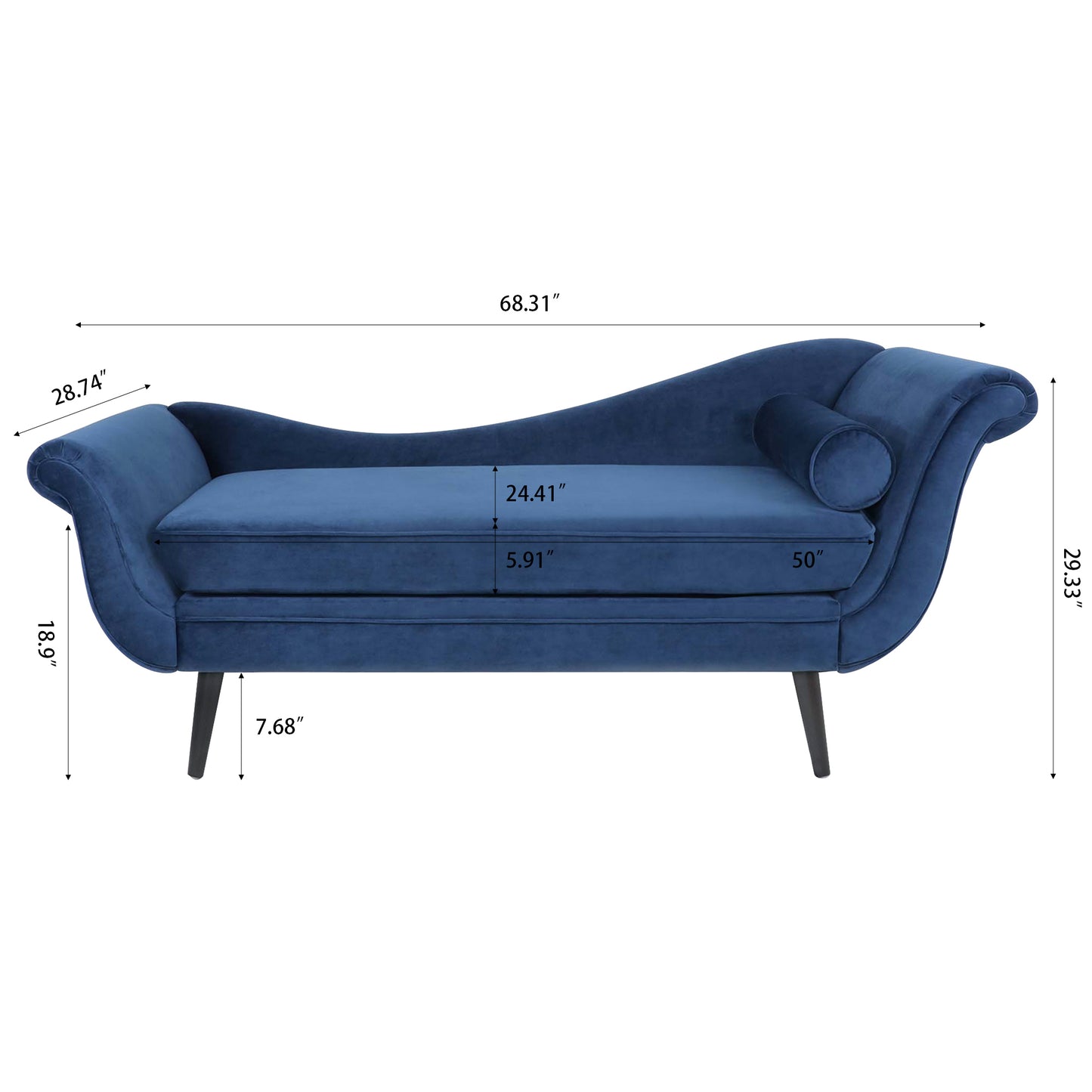 Chaise Lounge with Scroll Arm: Comfortable and Elegant Furniture for Relaxation - Available in Various Colors and Sizes