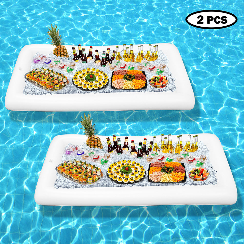 GEARONIC Inflatable Serving Bar Buffet Salad Ice Drink Food Cooler Picnic Camping Party Yard Outdoor Tray With Drain Plug (Pack of 2)