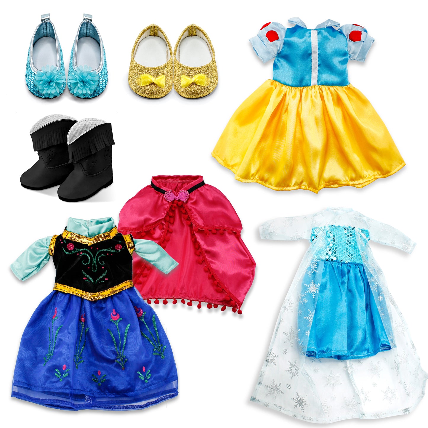 OCT17 Fits Compatible with American Girl 18" Princess Dress 18 Inch Doll Clothes Accessories Costume Outfit 3 Sets