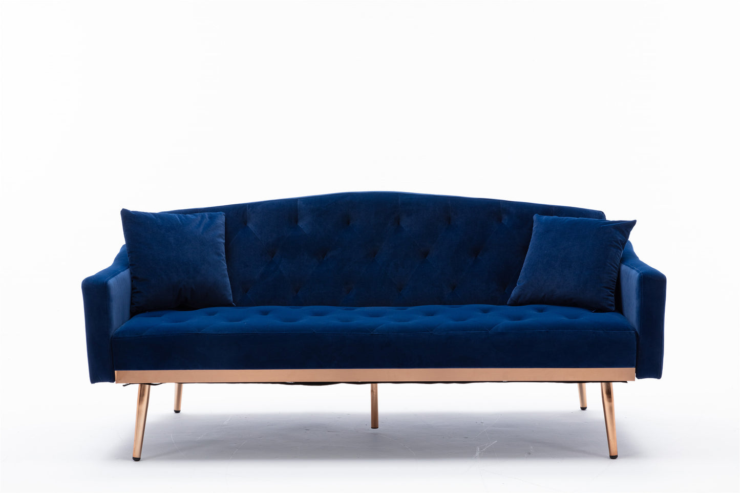 Coolmore Velvet Sofa: Accent Loveseat with Stainless Feet - Navy Velvet