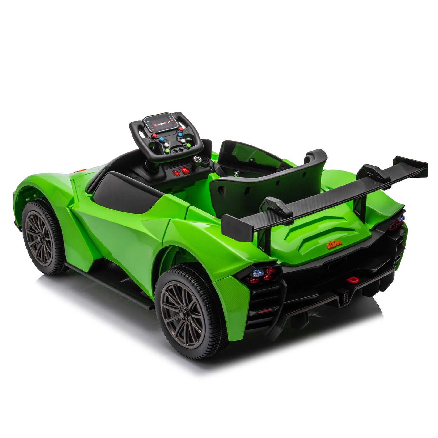 Licensed KTM X Bow GTX, 12V7A Kids Ride On Car with 2.4G Parental Remote Control, Electric Car for Kids, Adjustable Speeds, Power Display, USB, MP3, Bluetooth, LED Lights, Two-Point Safety Belt - Black