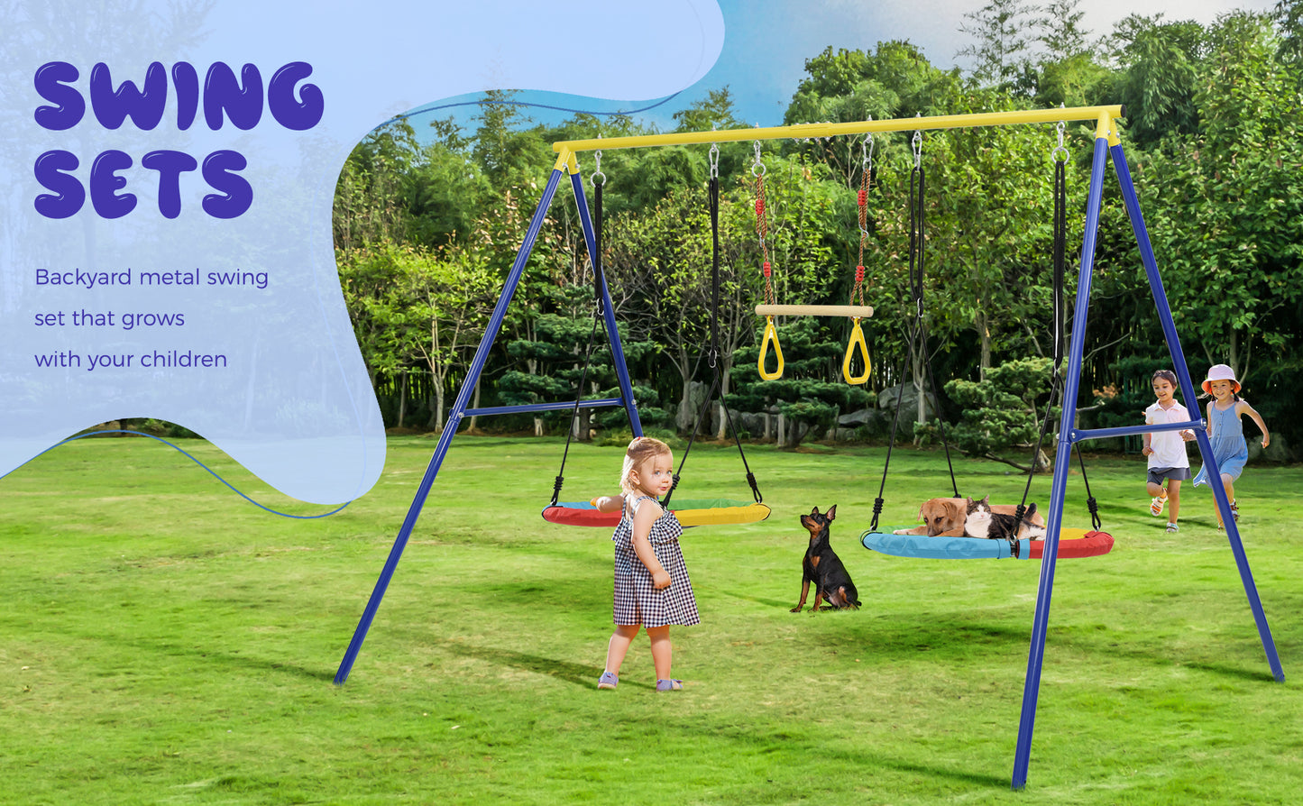 Outdoor Toddler Saucer Swing Set for Backyard, Playground Tree Swing Sets with Steel Frames, Disc Tree Swing Playset - Durable, Safe, and Fun Swing for Kids - Available in Various Sizes and Colors