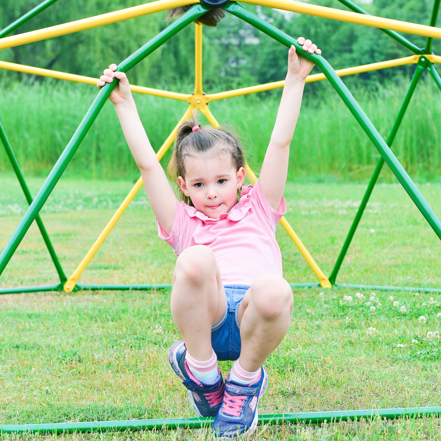 Kids Climbing Dome Tower - 12 ft Jungle Gym Geometric Playground Dome Climber Monkey Bars Play Center, Rust & UV Resistant Steel Supporting 1000 LBS