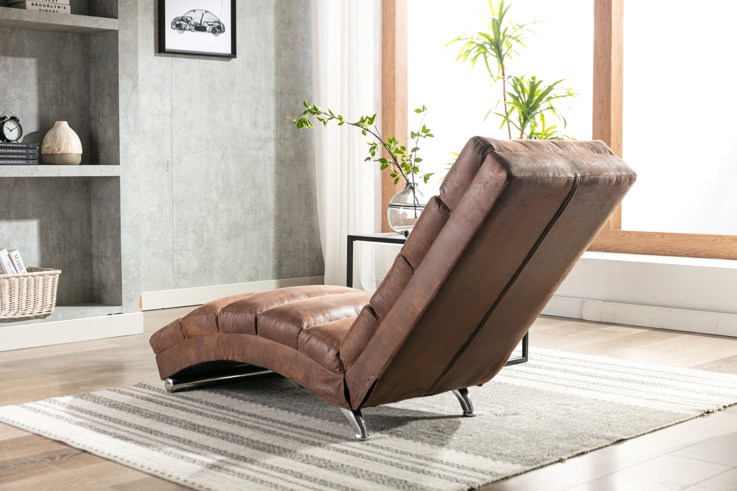 Linen Chaise Lounge Indoor Chair: Modern Long Lounger for Office or Living Room, Coolmore - Various Colors & Sizes