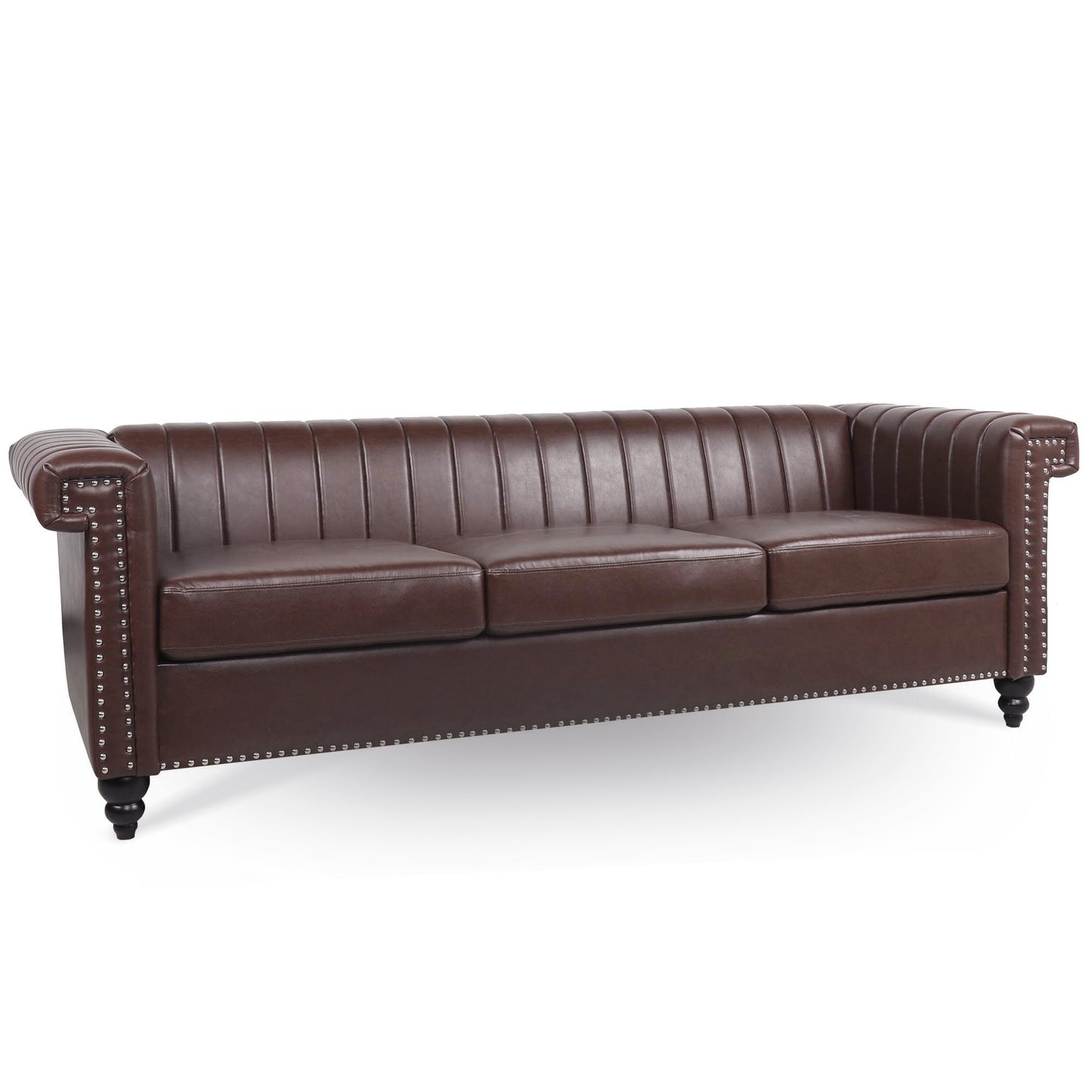 83.66" Traditional Square Arm Removable Cushion 3 Seater Sofa: Classic Style, Generous Width, Various Color Options