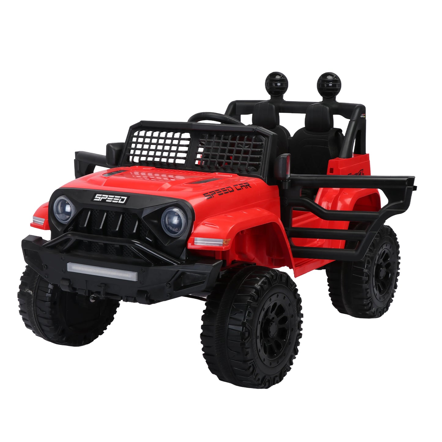 12V7A Kids Ride on Truck with Remote Control, Three-Speed Adjustable, Power Display, USB, MP3, Bluetooth, LED Light, Three-Point Safety Belt - Electric Car for Kids