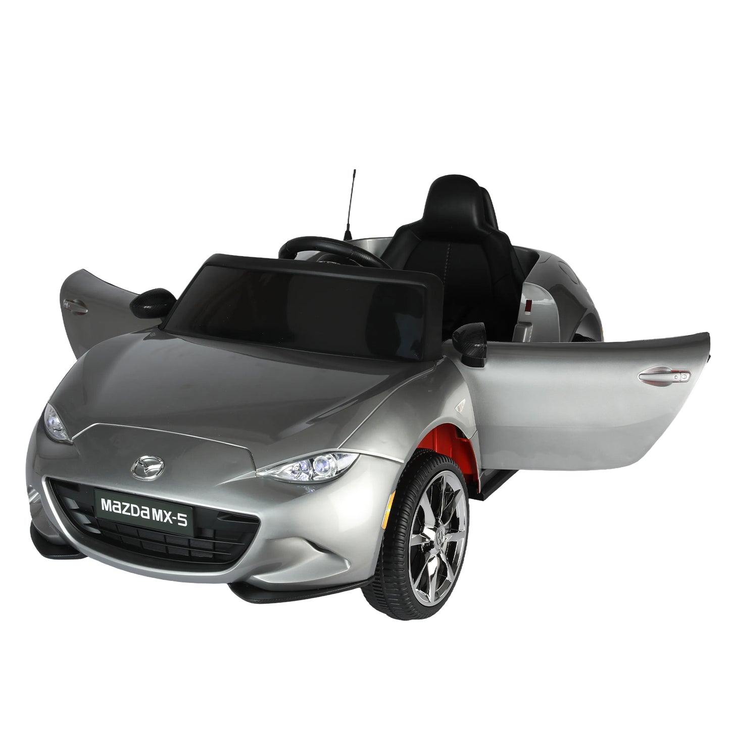 Licensed MAZDA MX-5 RF 12V Kids Ride On Car - Remote Control, Three Speeds, Power Display, USB, MP3, Bluetooth, LED Light, Safety Belt, Painting - Red
