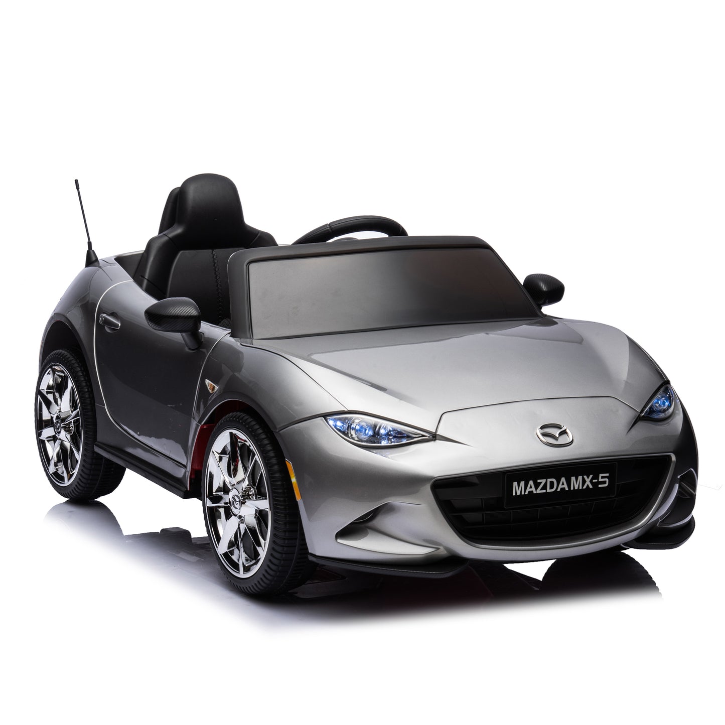 Licensed MAZDA MX-5 RF 12V Kids Ride On Car - Remote Control, Three Speeds, Power Display, USB, MP3, Bluetooth, LED Light, Safety Belt, Painting - Red
