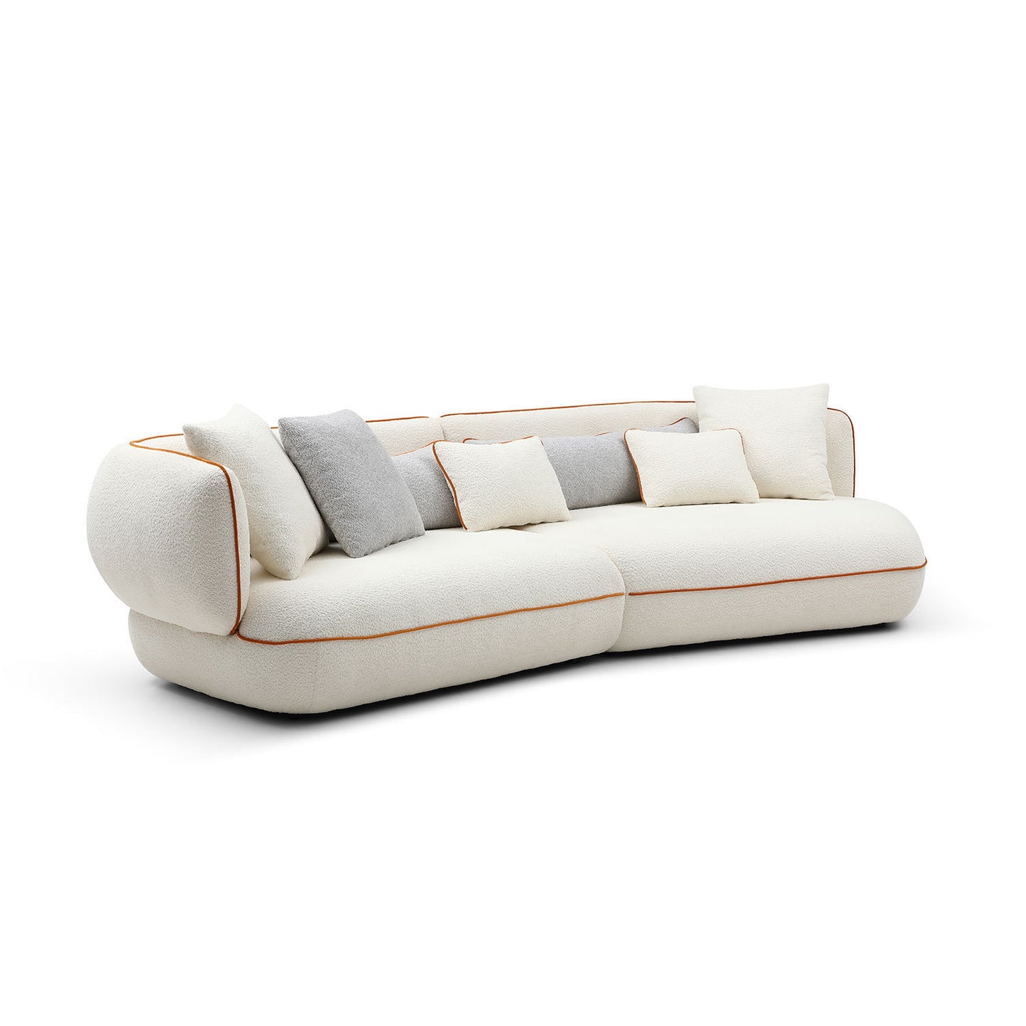 Stylish Section Sofa with Ingenious Contrast Color Line Stitching Design - Curved Sofa for Modern Homes in Various Sizes