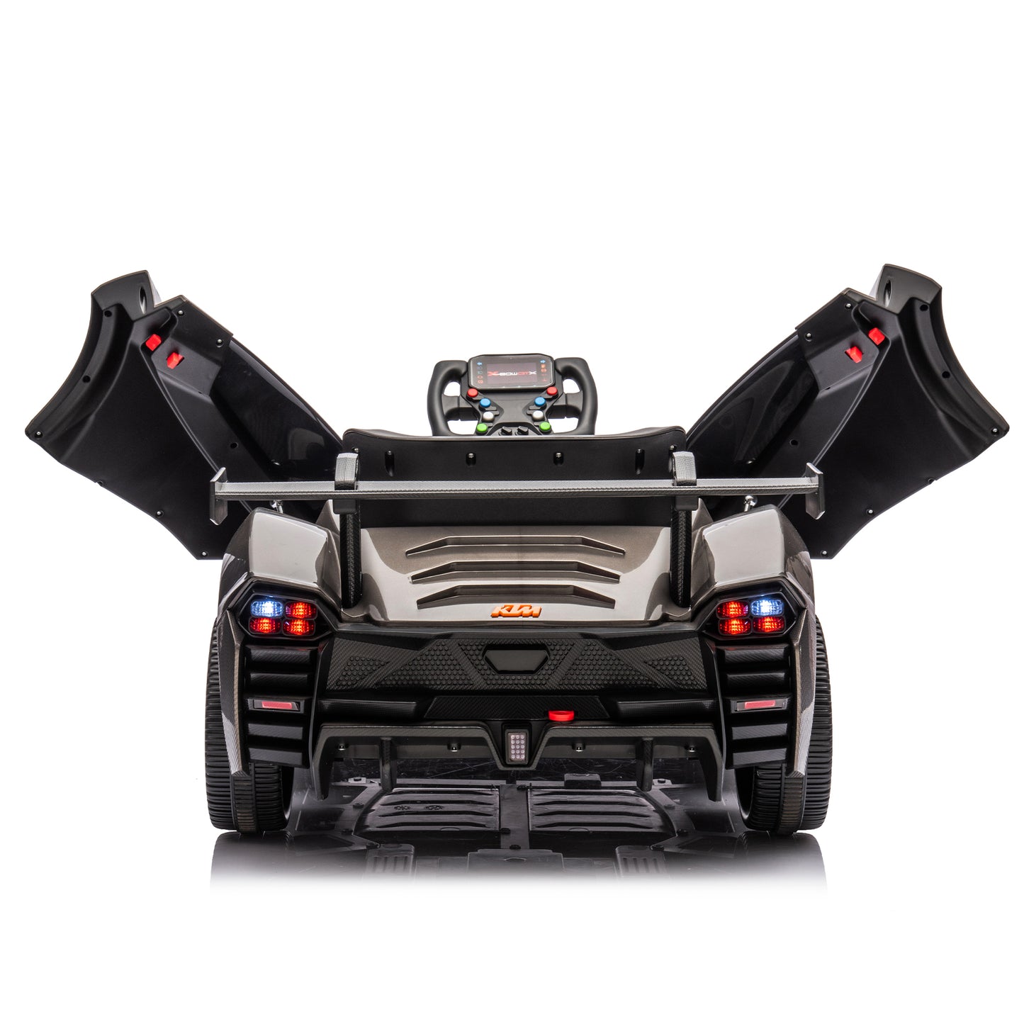 Licensed KTM X-Bow GTX 12V7A Kids Ride-On Car 2.4G W/Parents Remote Control - Electric Car for Kids, 3-Speed Adjustable, Power Display, USB, MP3, Bluetooth, LED Light, Two-Point Safety Belt - Black