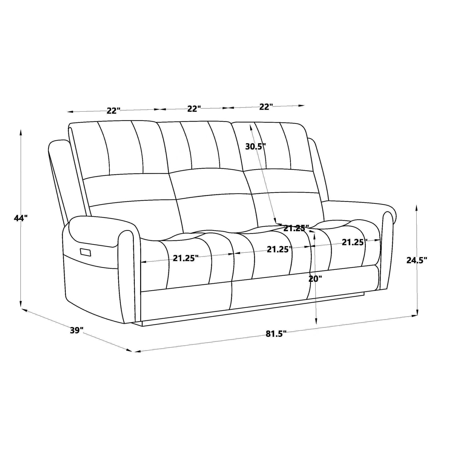 Espoo Leather Nailhead Dropdown Table Power Reclining Sofa - Brown