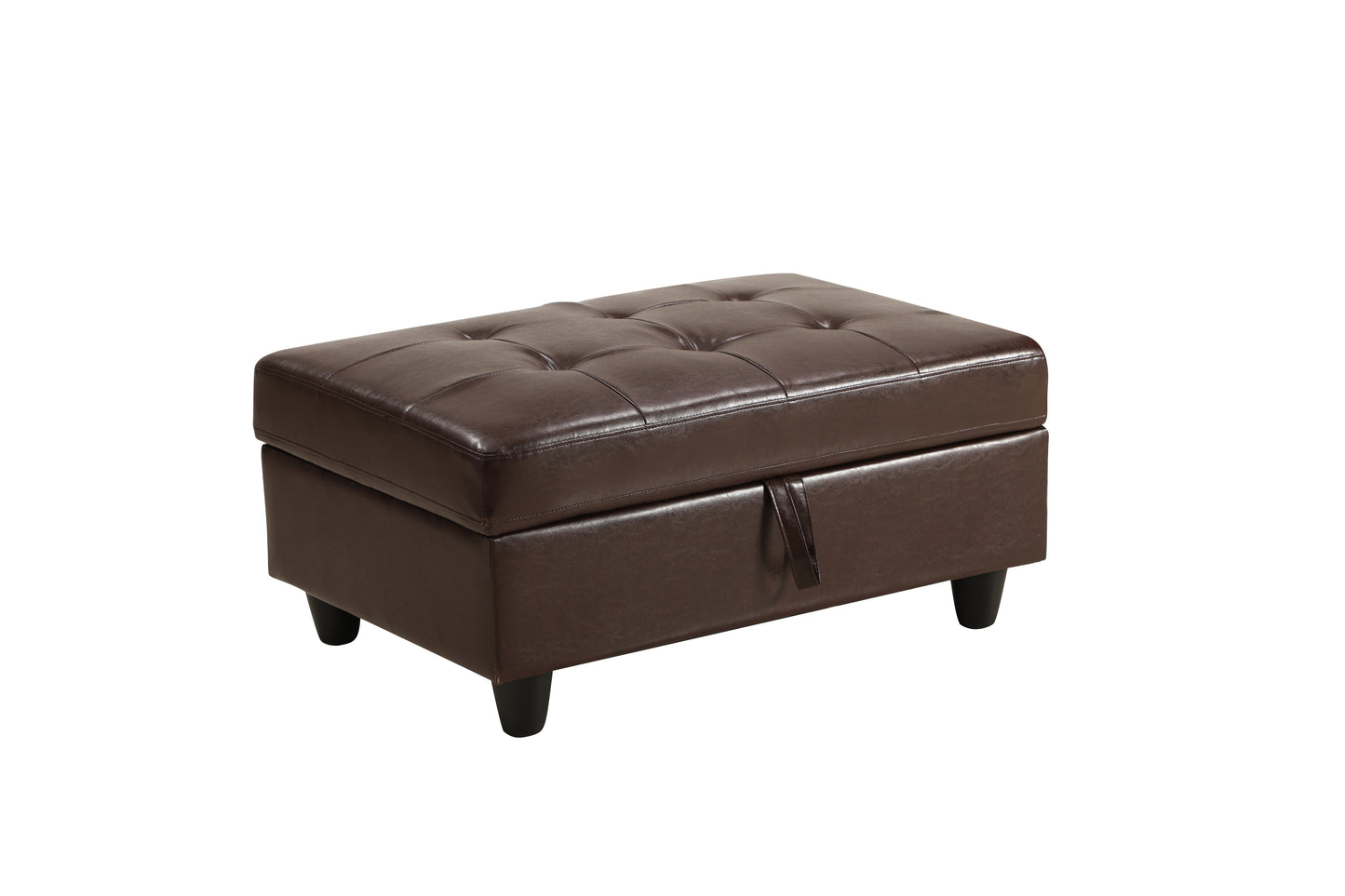 3 PC Sectional Sofa Set, Faux Leather Left-Facing Chaise with Storage Ottoman - Brown Color, Comfortable and Spacious