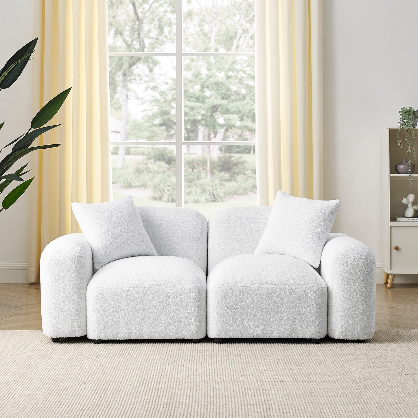 L-Shape Modular Sectional Sofa, DIY Combination, Teddy Fabric, White - Create Your Perfect Seating with this Versatile and Comfy Sofa