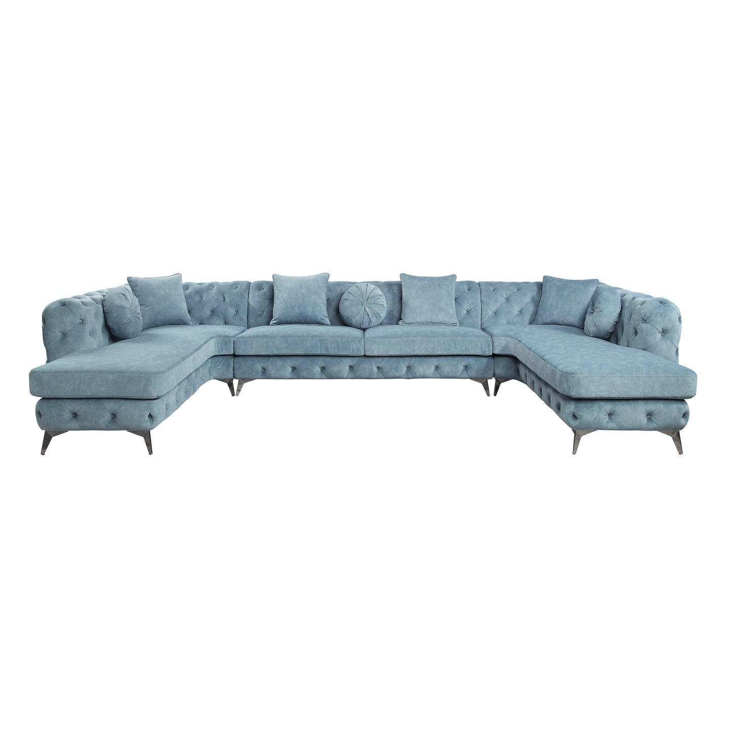 ACME Zerah Sectional Sofa: Deep Green Fabric, 7 Pillows - LV01161