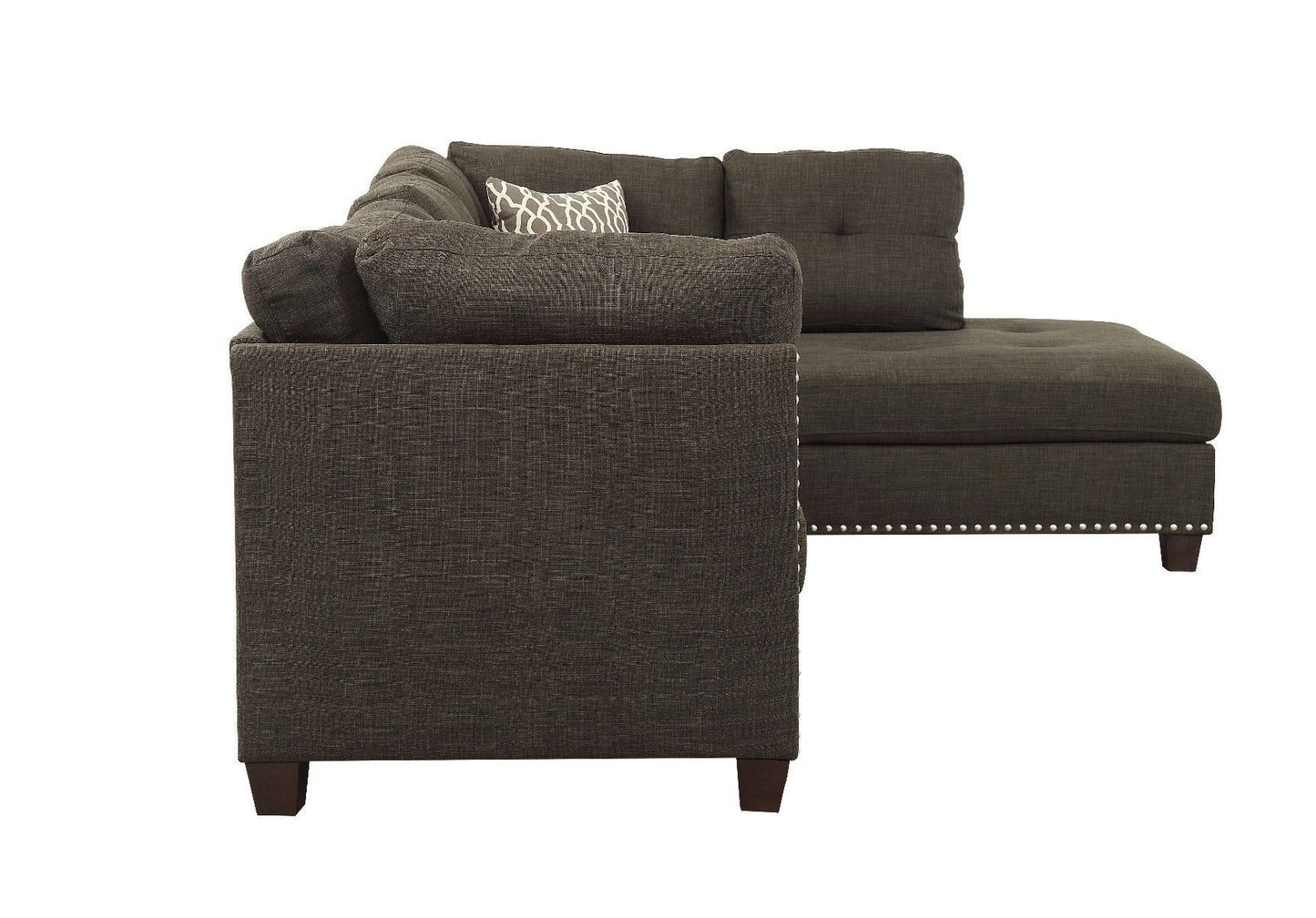 Laurissa Sectional Sofa & Ottoman in Charcoal Linen: Comfortable, Stylish, and Versatile (2 Pillows, 54375)