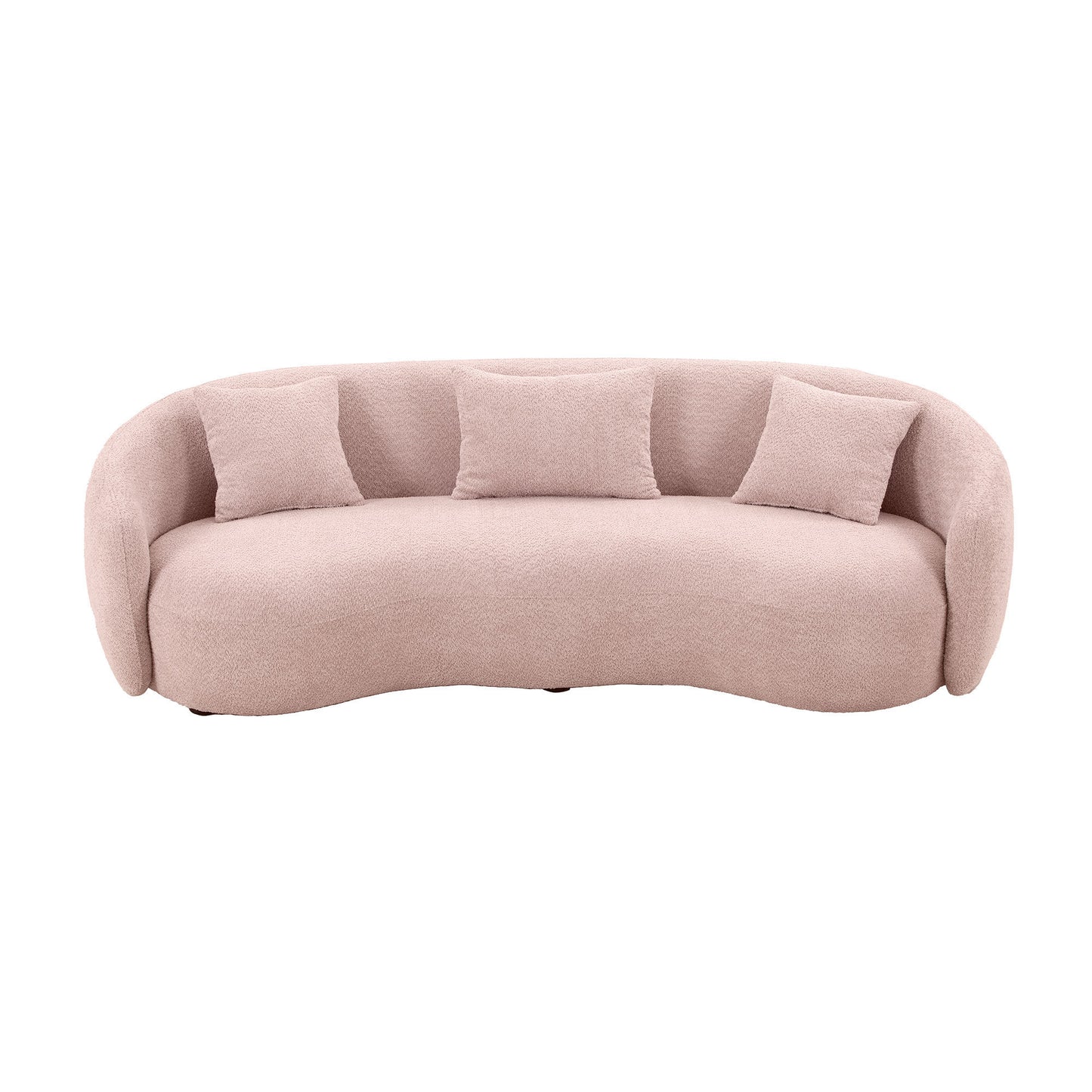 93.6'' Mid Century Modern Curved 4-Seat Boucle Fabric Pink Sofa - Ideal for Bedroom, Office, Apartment - Stylish and Spacious Living Room Couch