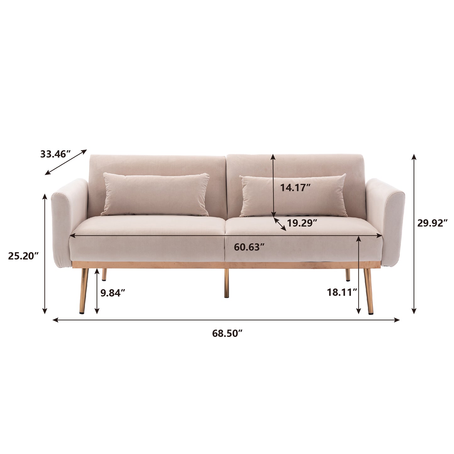 COOLMORE Velvet Sofa: Metal Feet, Accent & Loveseat Sofa for Elegant Living Spaces (Various Colors & Sizes)