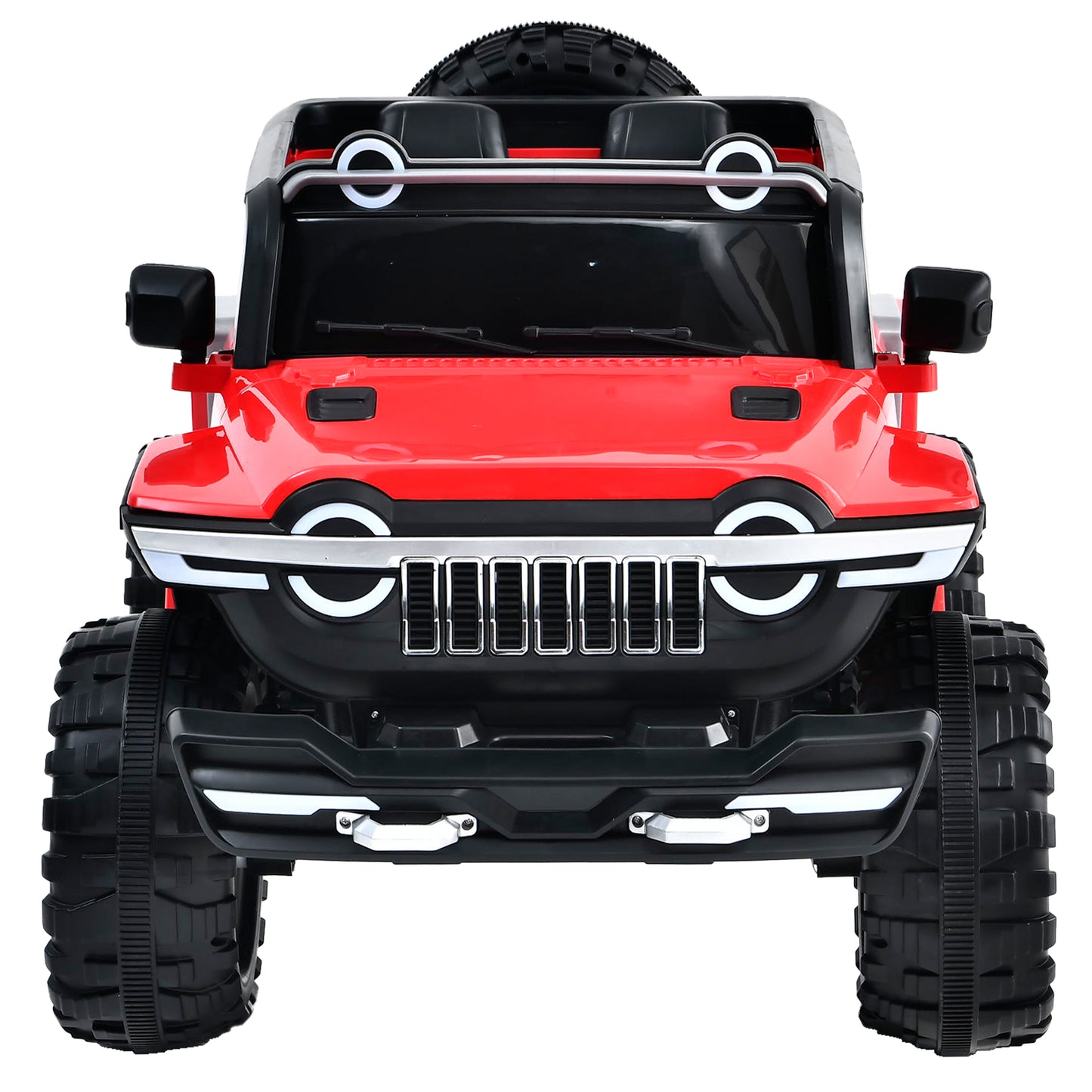 Leather Seat Electric Car Children Ride-On Car 12V10A Battery Powered Toy 3 Speeds, USB/Bluetooth/MP3/Music/Volume Adjustment/Power Display/One Button Start, Seat Belt - Red