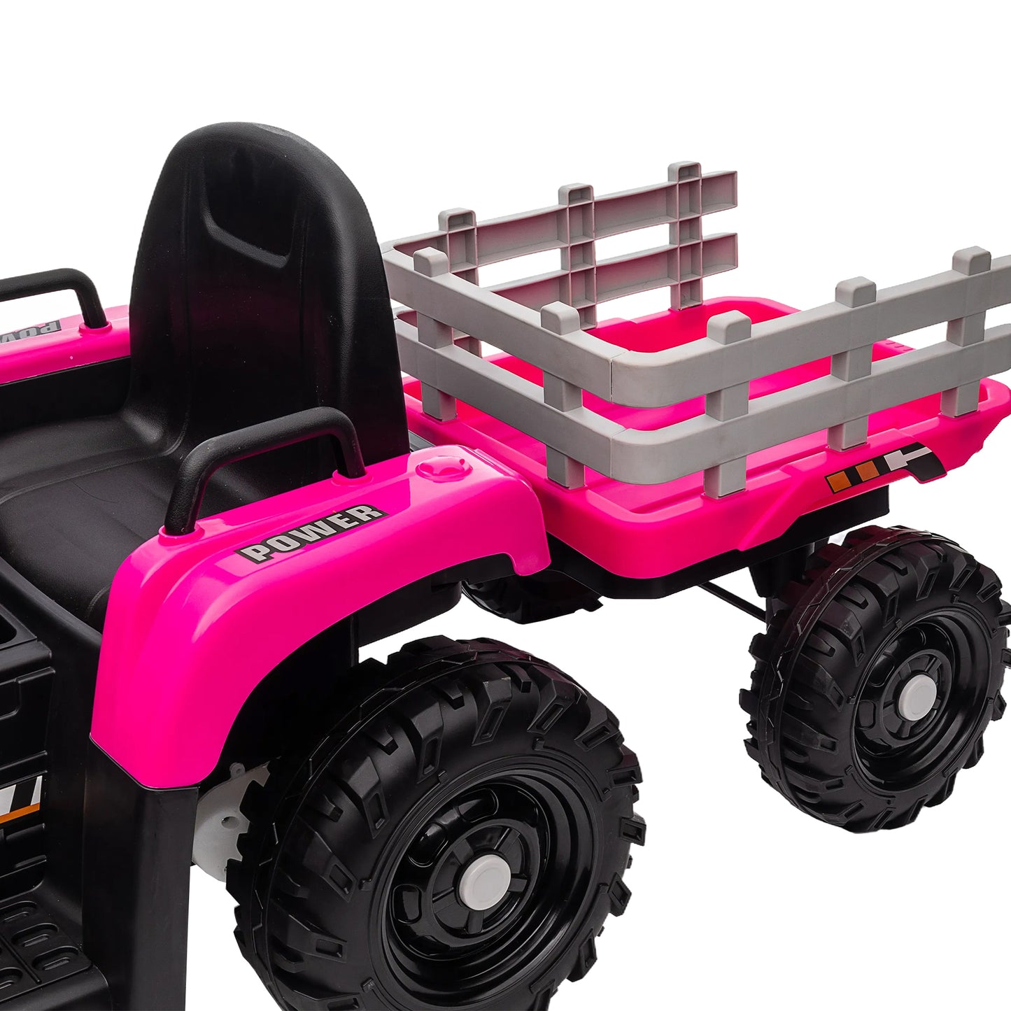 12V Battery Powered Electric Tractor Toy w/Remote, Three Speeds, Power Display, USB, MP3, Bluetooth, LED Light, Safety Belt, Ride on Tractor with Trailer