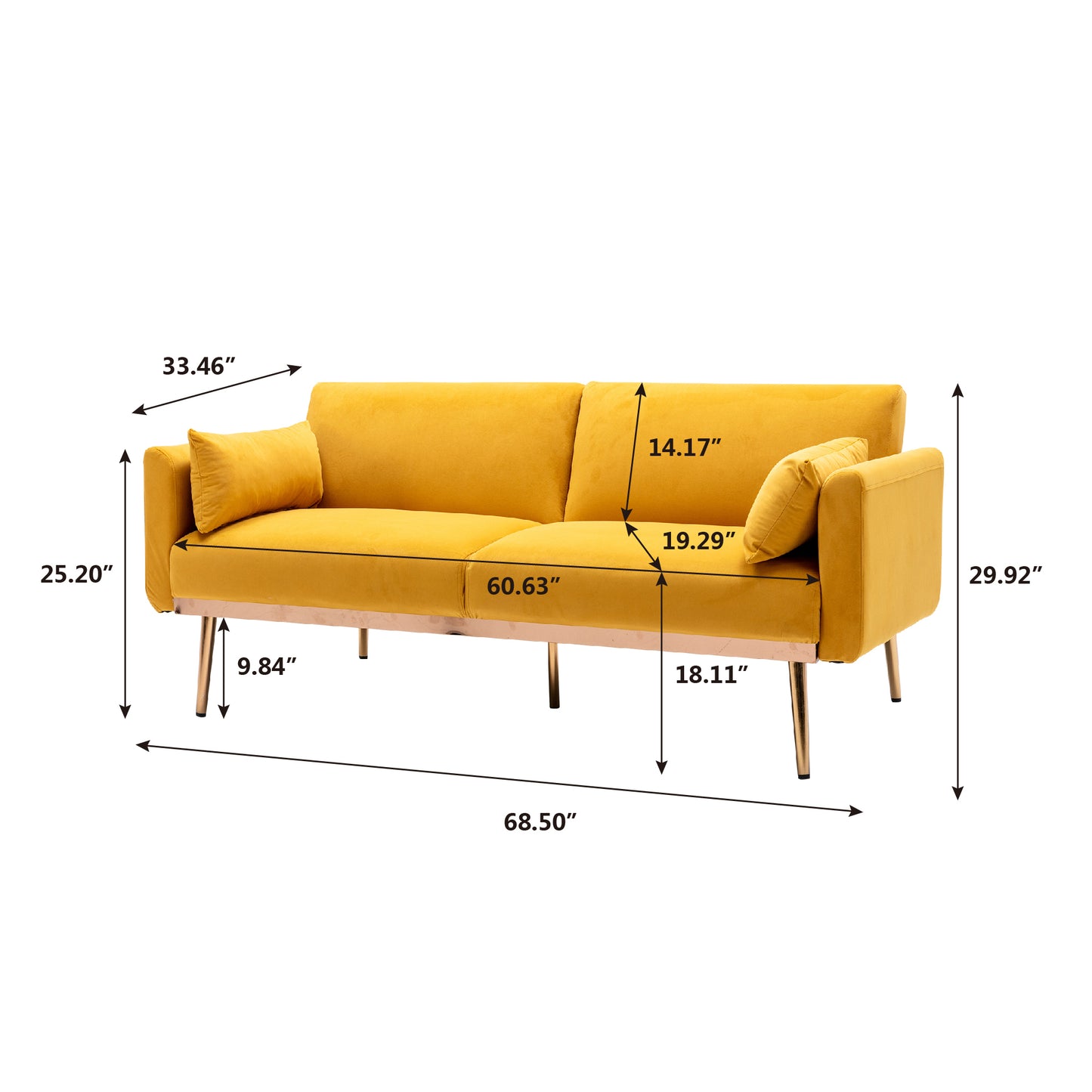 COOLMORE Velvet Sofa: Metal Feet Accent Loveseat Sofa - Stylish and Comfortable Furniture Choice for Your Space