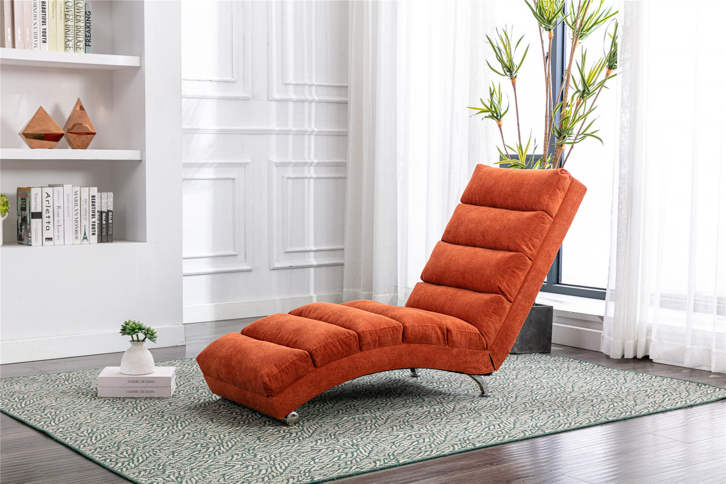 Linen Chaise Lounge Indoor Chair, Modern Long Lounger for Office or Living Room - COOLMORE.