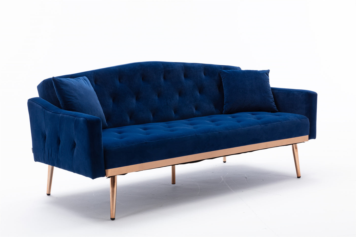 Coolmore Velvet Sofa: Accent Loveseat with Stainless Feet - Navy Velvet