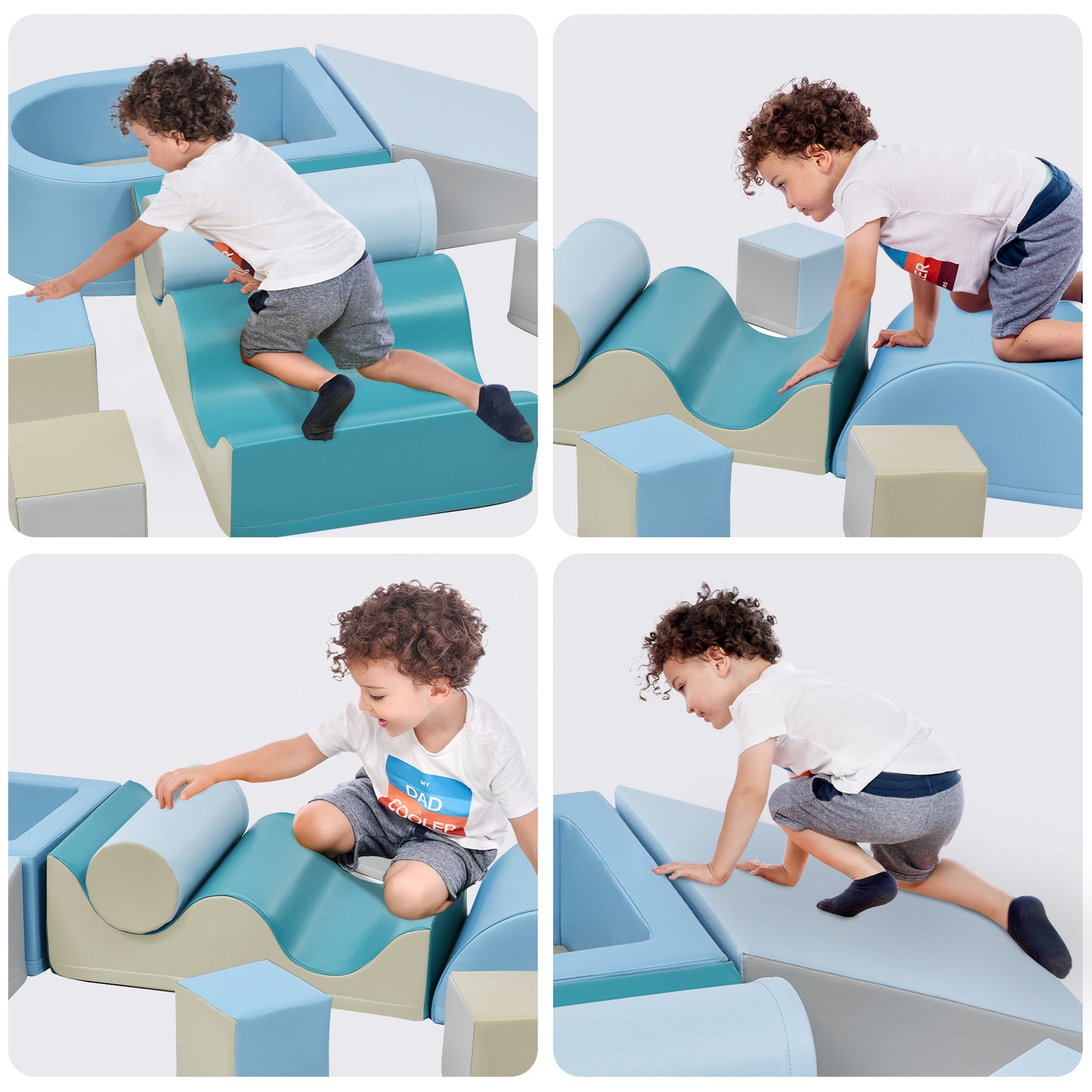 Soft Climb and Crawl Foam Playset 8 in 1 | Safe Soft Foam Nugget Block for Infants, Preschools, Toddlers | Indoor Active Play Structure | Crawling and Climbing Fun | Multiple Colors and Sizes Available