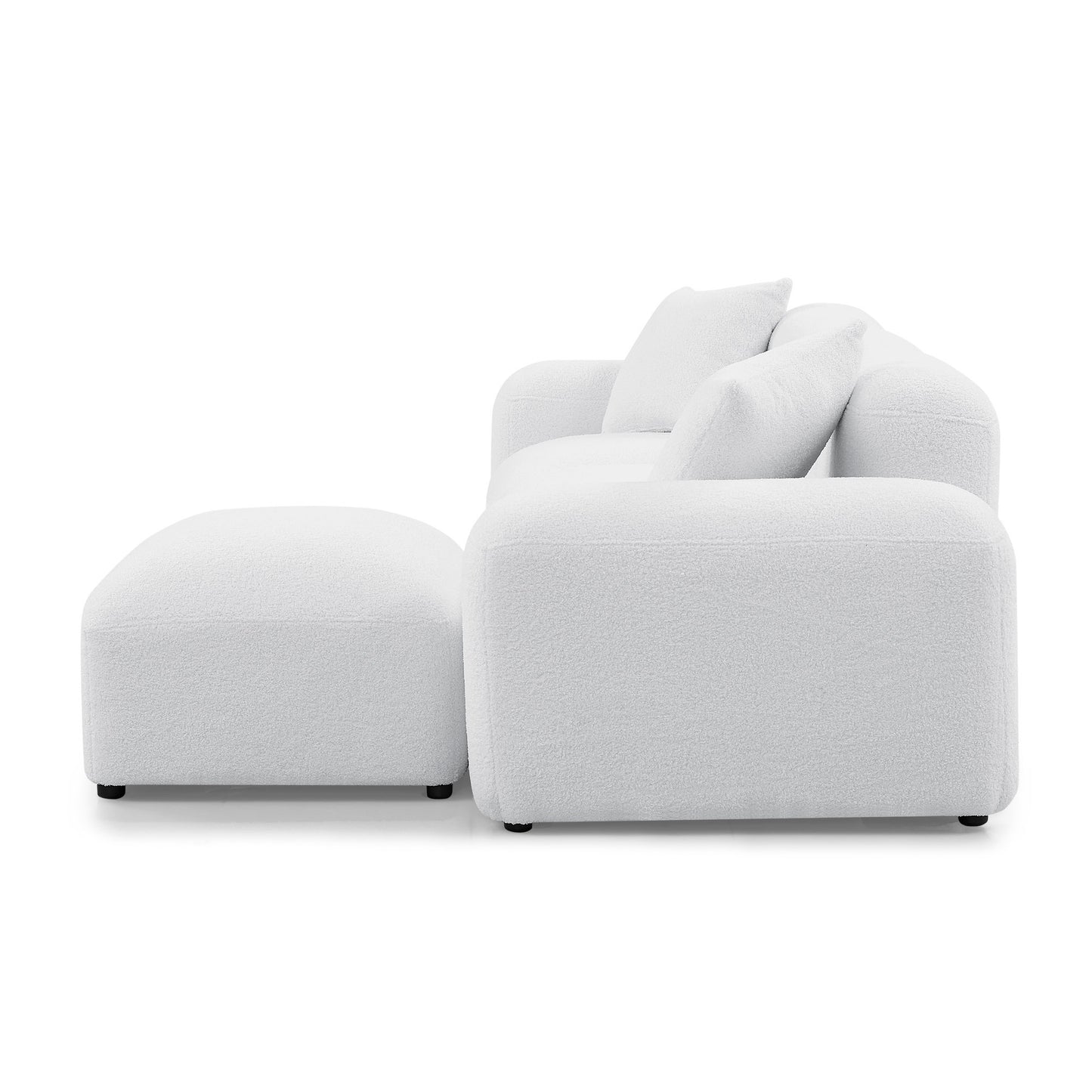 L-Shape Modular Sectional Sofa, DIY Combination, Teddy Fabric, White - Create Your Perfect Seating with this Versatile and Comfy Sofa