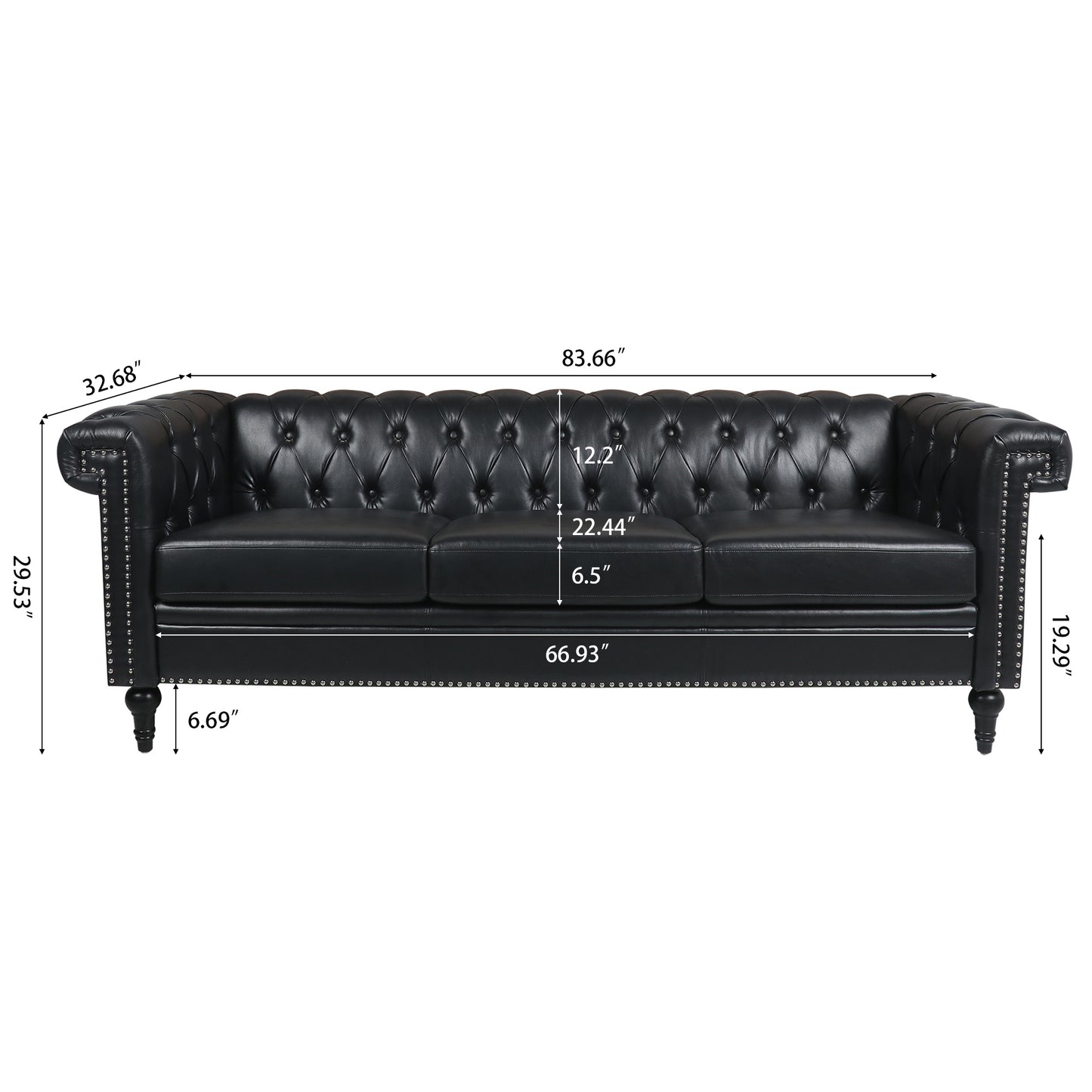 83.66" Traditional Square Arm 3-Seater Sofa with Removable Cushions - Classic Style, Generous Width, Multiple Colors