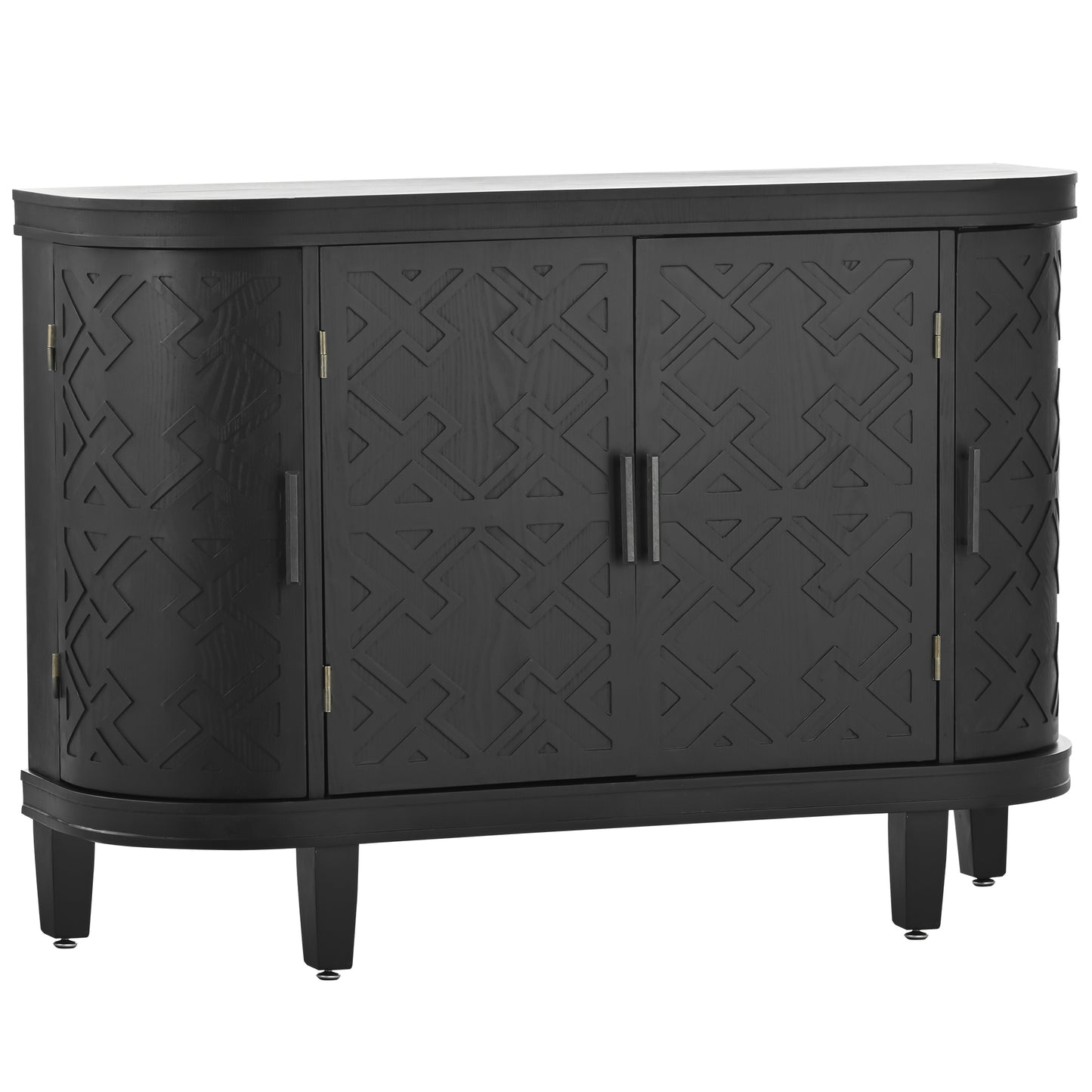 U-Style Accent Storage Cabinet Sideboard Wooden Cabinet with Antique Pattern Doors for Hallway, Entryway, Living Room