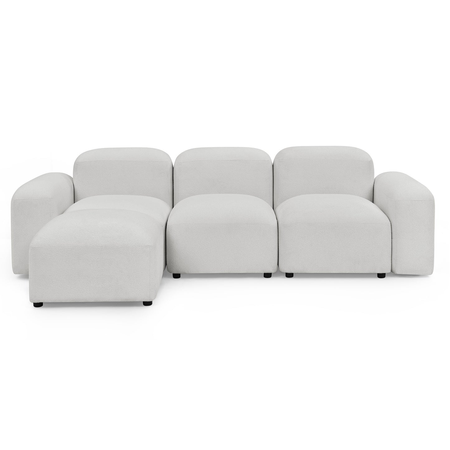 L-Shape Modular Sectional Sofa, DIY Combination, Loop Yarn, Ivory - Comfortable and Versatile Furniture for Your Home