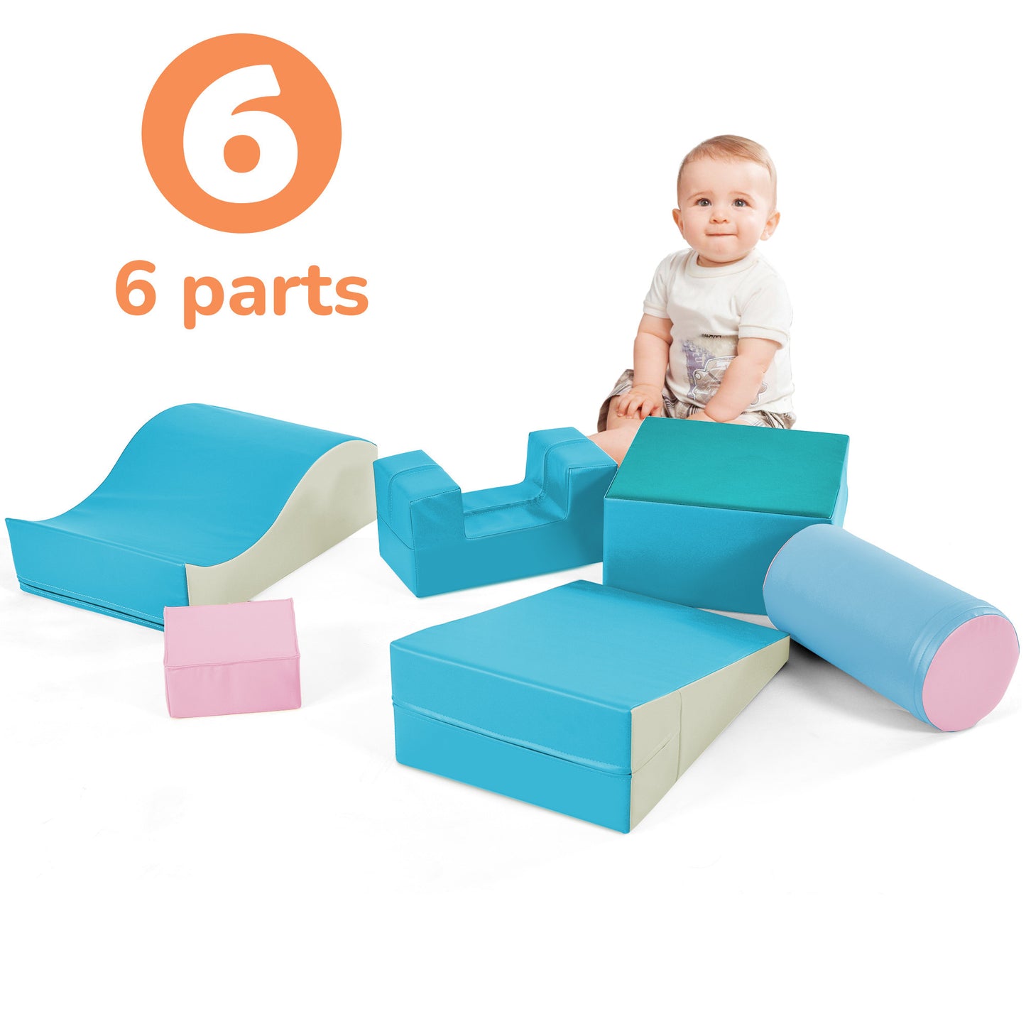 Colorful Soft Climb and Crawl Foam Playset 6 in 1 - Indoor Active Play Structure for Kids - Soft Play Equipment Climb and Crawl Playground - Kids Crawling and Climbing - Vibrant Colors - Multiple Sizes Available