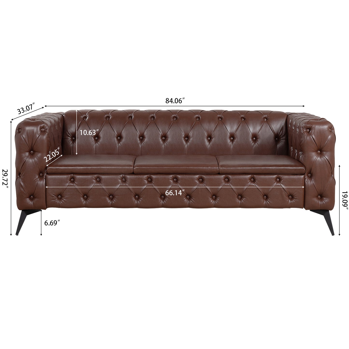 84.06-Inch Width Traditional Square Arm 3-Seater Sofa with Removable Cushions: Classic Comfort and Style in a Timeless Design, Available in Various Colors