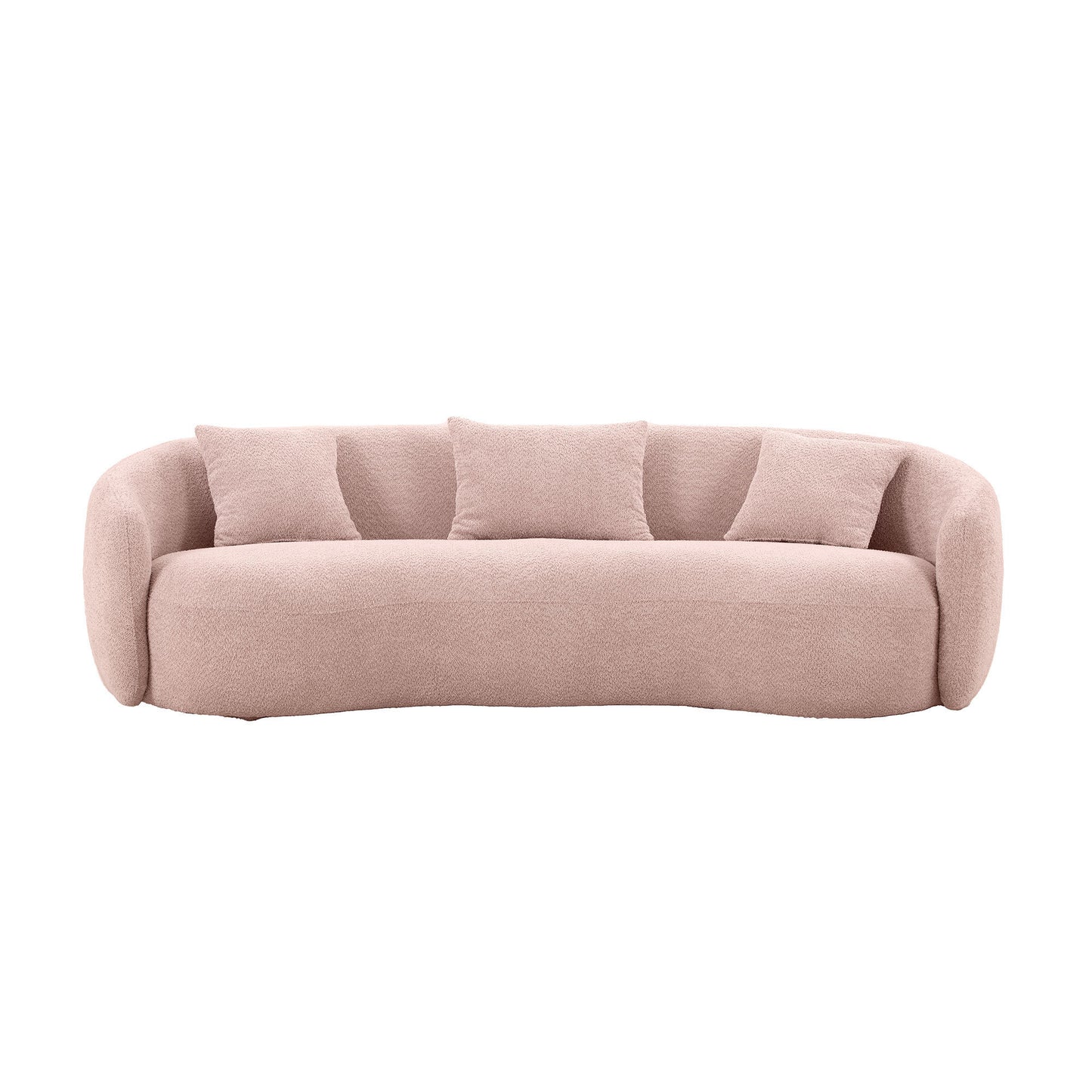 93.6'' Mid Century Modern Curved 4-Seat Boucle Fabric Pink Sofa - Ideal for Bedroom, Office, Apartment - Stylish and Spacious Living Room Couch