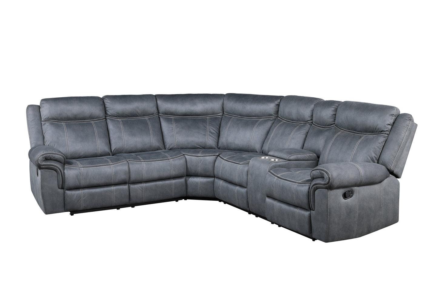 Dollum Sectional Sofa in Two Tone Gray Velvet: Luxurious and Stylish LV00398