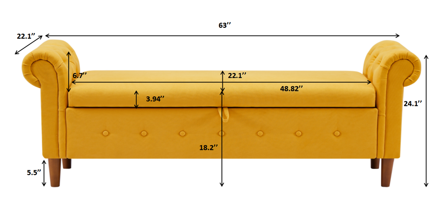 Yellow Multifunctional Storage Rectangular Sofa Stool: Versatile Furniture with Ample Storage Space, Vibrant Color, and Sleek Design