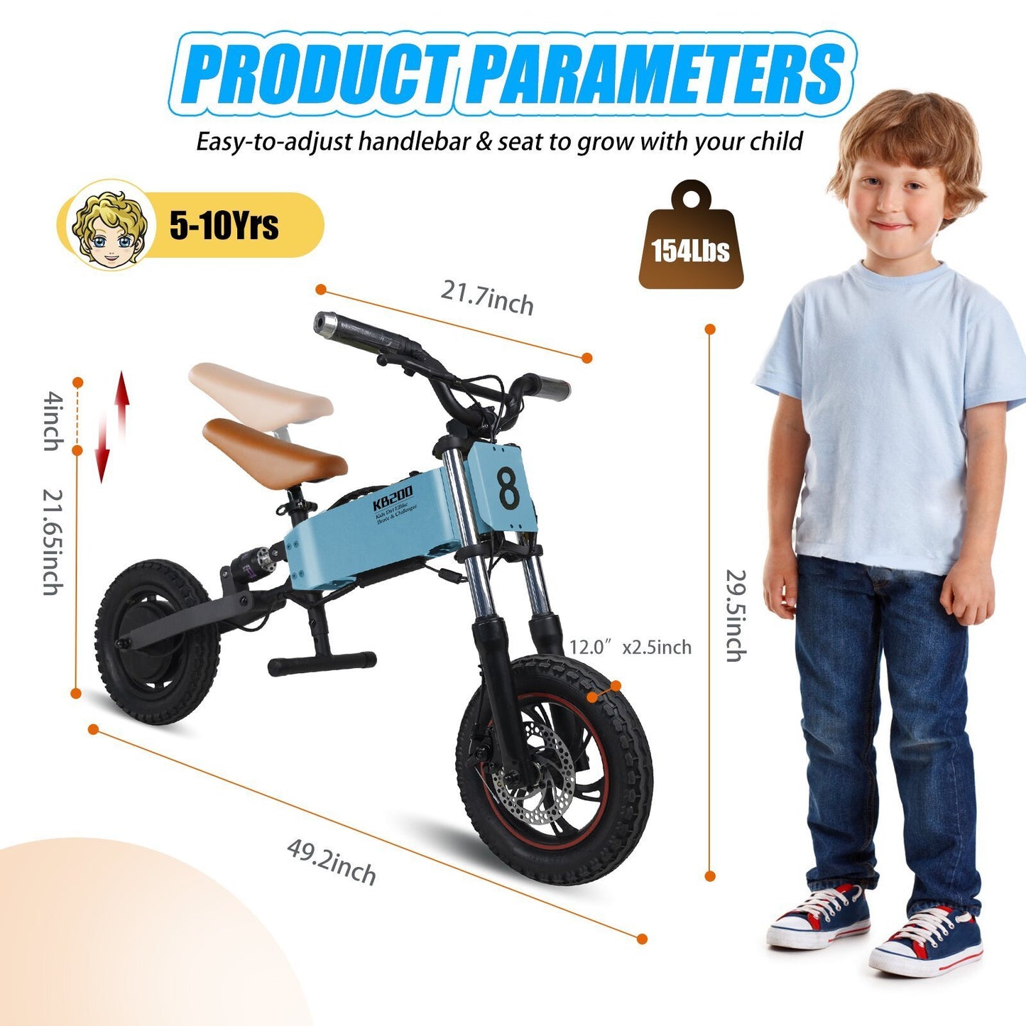 Children's Outdoor Off-Road Electric Bicycle: Durable, Safe, and Adventure-Ready, Perfect for Young Explorers - Available in Various Colors and Sizes