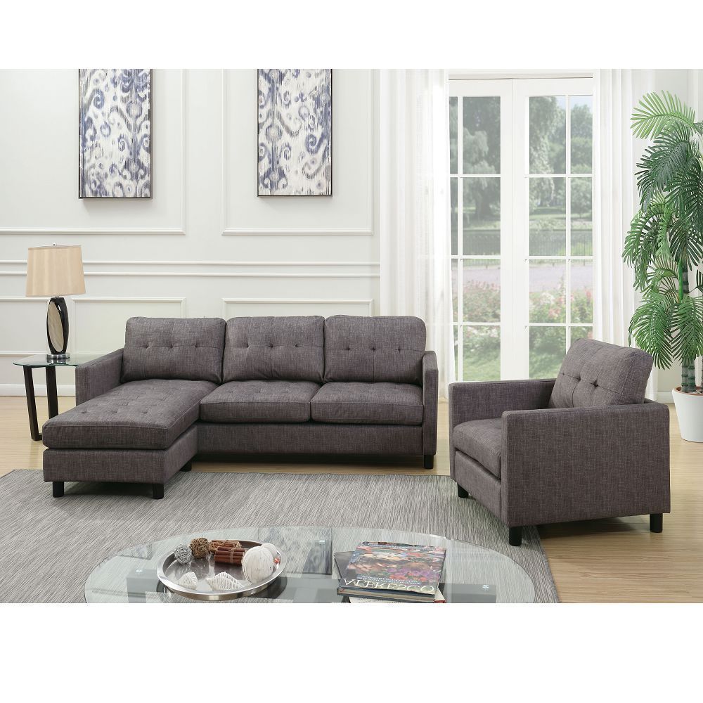 ACME Gray Fabric Caesar Sectional Sofa - Comfortable & Stylish Seating Solution for Your Home - 53315